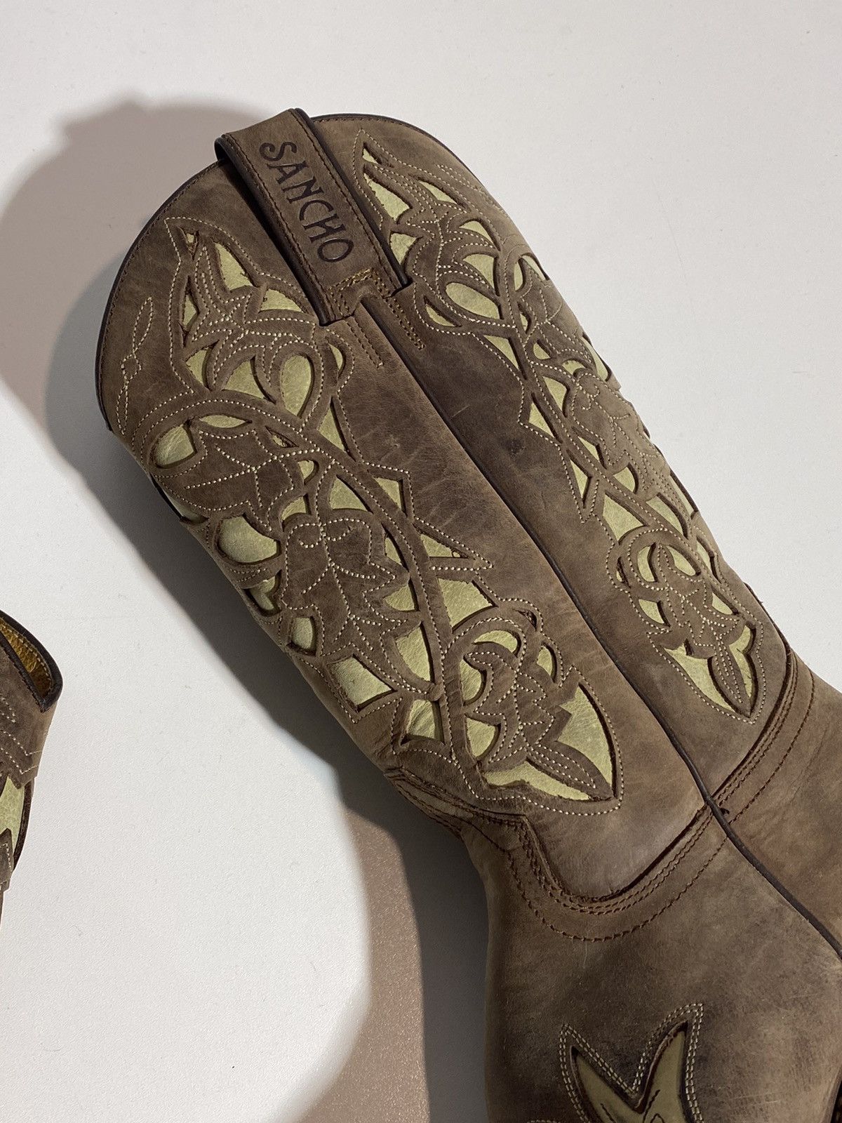 Genuine Leather × Vintage Vintage 00s Leather Cowboy Boots y2k Sancho Western Rodeo Size US 7 / IT 37 - 8 Thumbnail