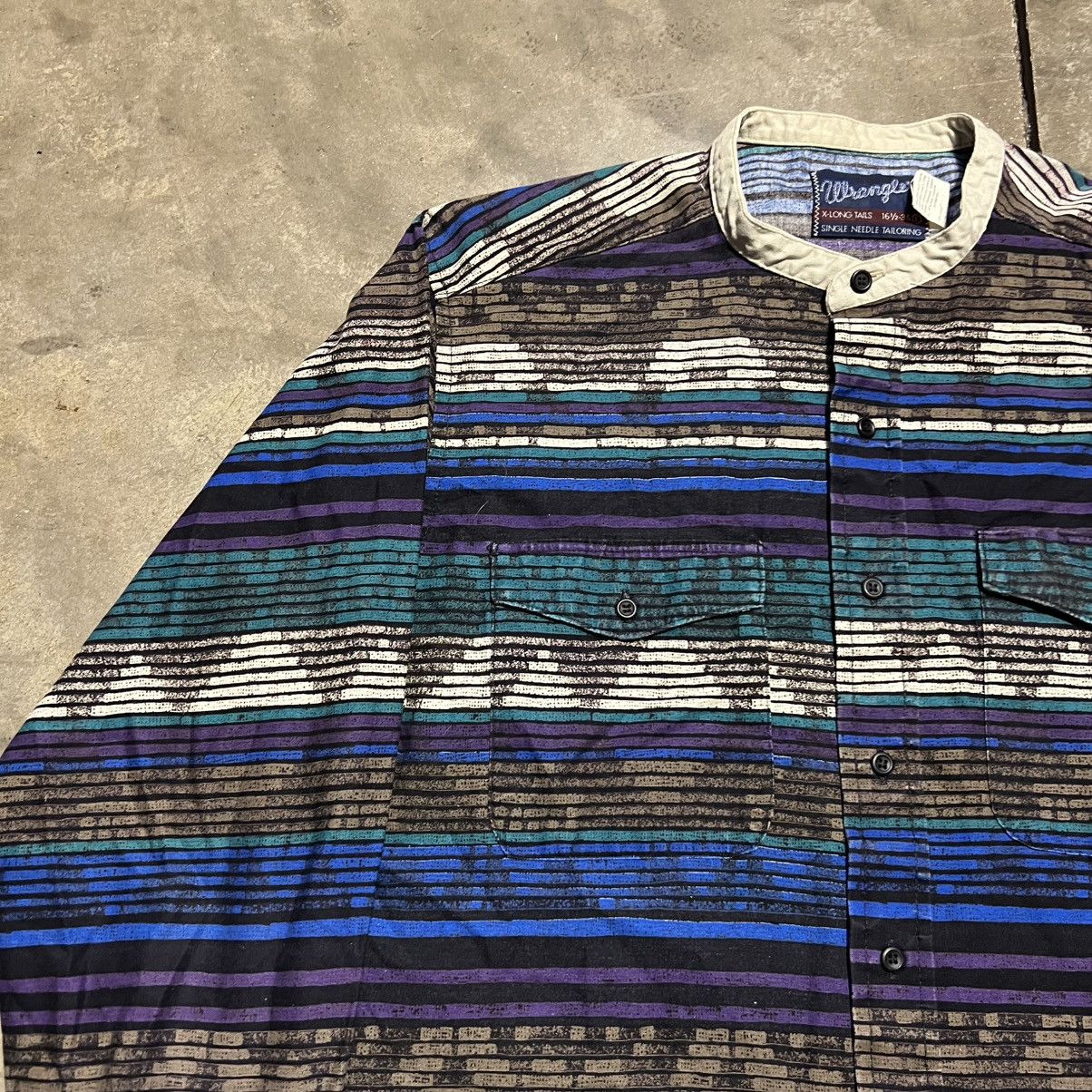 Wrangler Vintage Wrangler Aztec Button Up Shirt Mandarin Western 90s Size US L / EU 52-54 / 3 - 3 Thumbnail