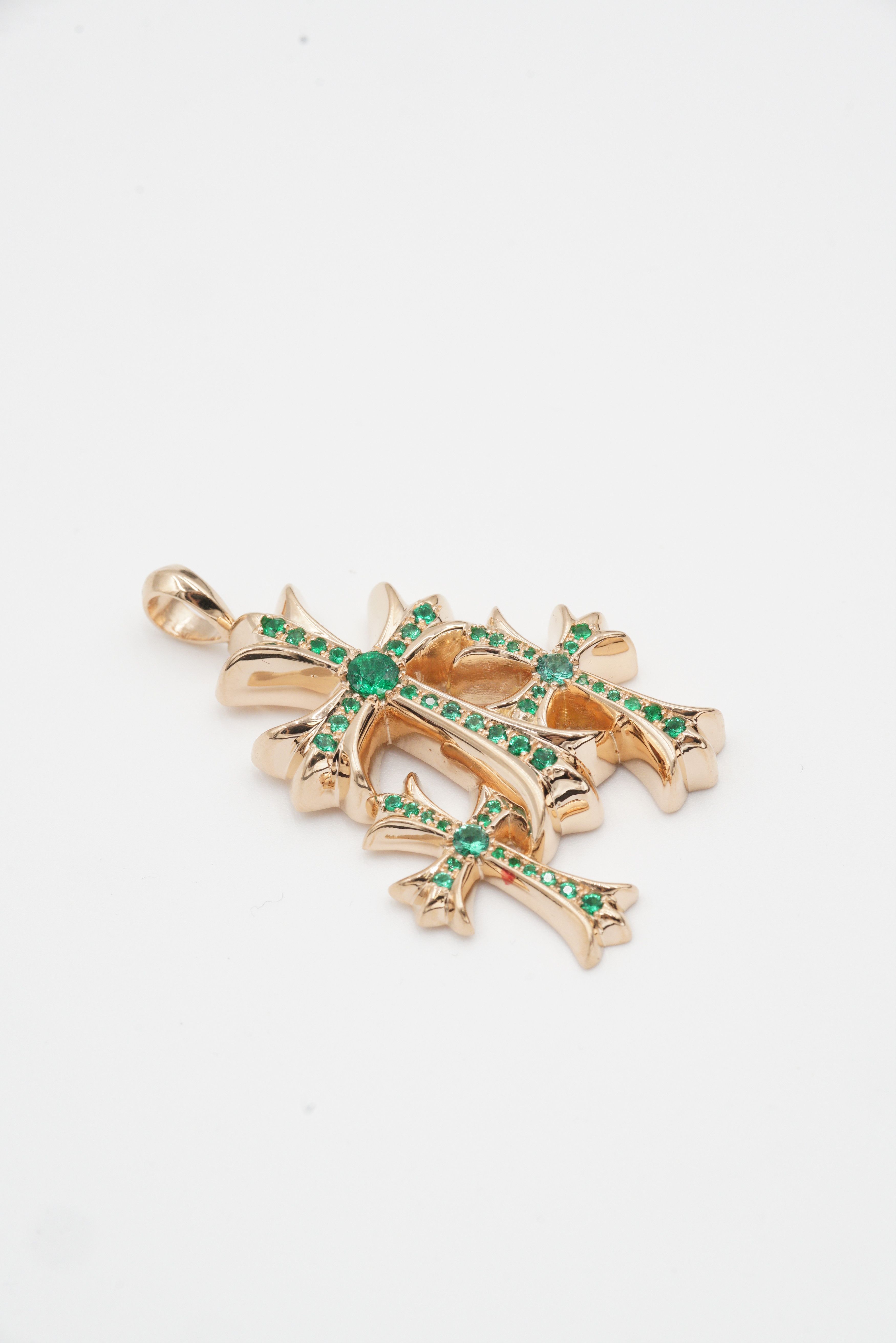 Chrome Hearts Chrome Hearts 22k Emerald Triple Cross Pendant Size ONE SIZE - 4 Thumbnail