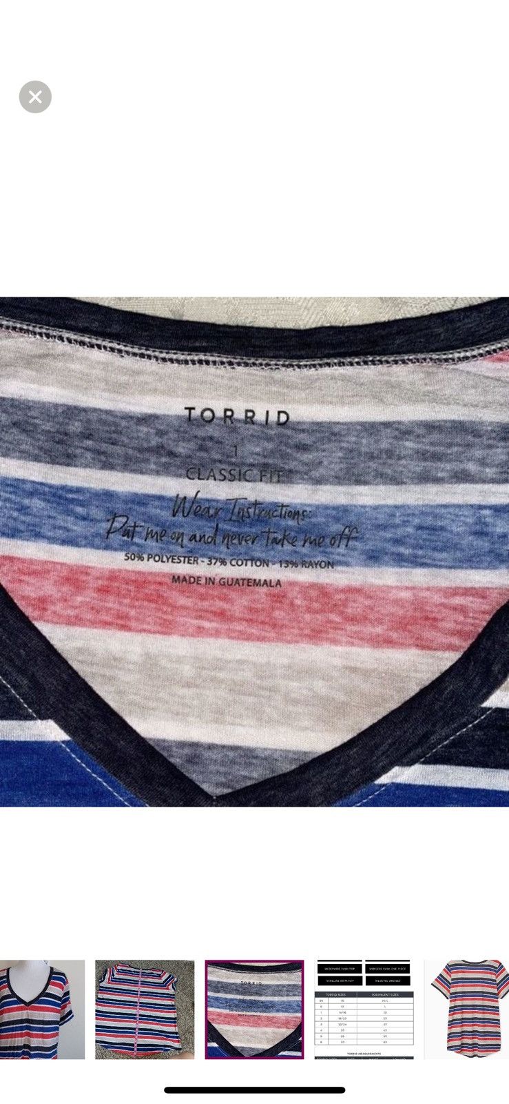 Torrid Torrid 1x v neck tee with triblend burnout stripes Size XL / US 12-14 / IT 48-50 - 4 Thumbnail