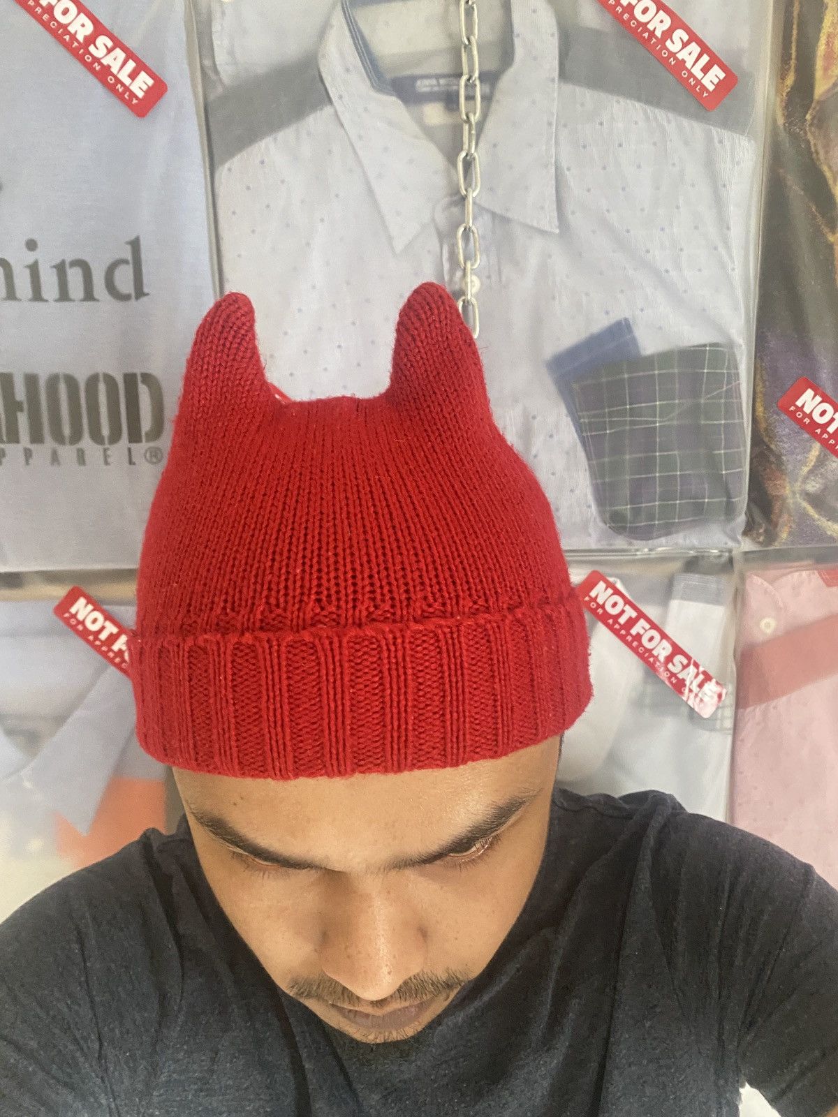 Japanese Brand Devil Horn Beanie Like Comme Des Garcons Beanie Size ONE SIZE - 1 Thumbnail