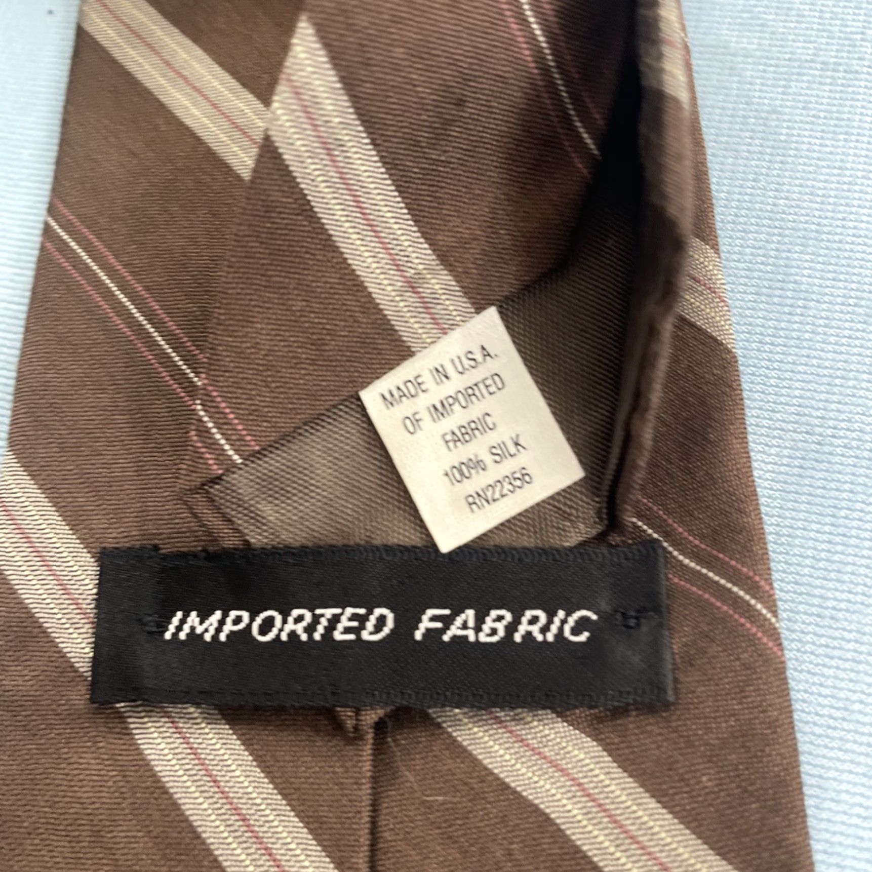Vintage VINTAGE Imported Fabric All Silk Repp Tie Brown Western Striped Regiment vtg USA 3.2x55 Capsule Necktie Size ONE SIZE - 6 Thumbnail