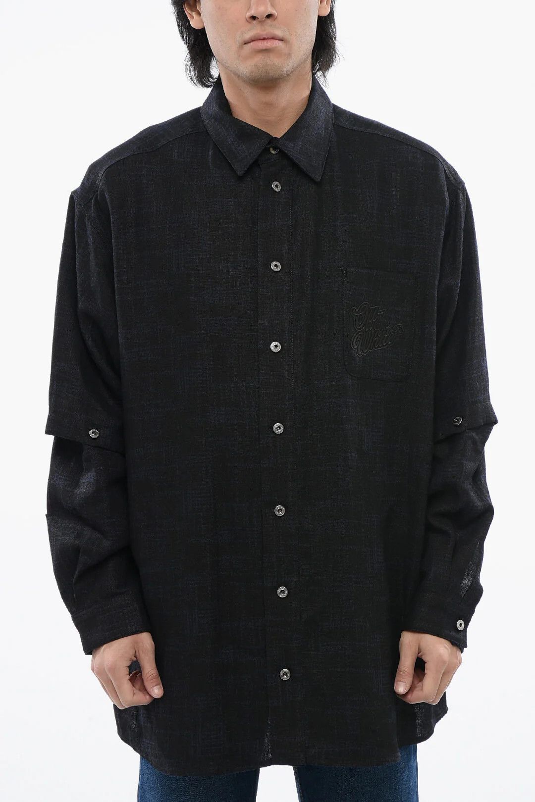 Off-White og1mm0526 Linen Shirt in Black Size US M / EU 48-50 / 2 - 1 Thumbnail
