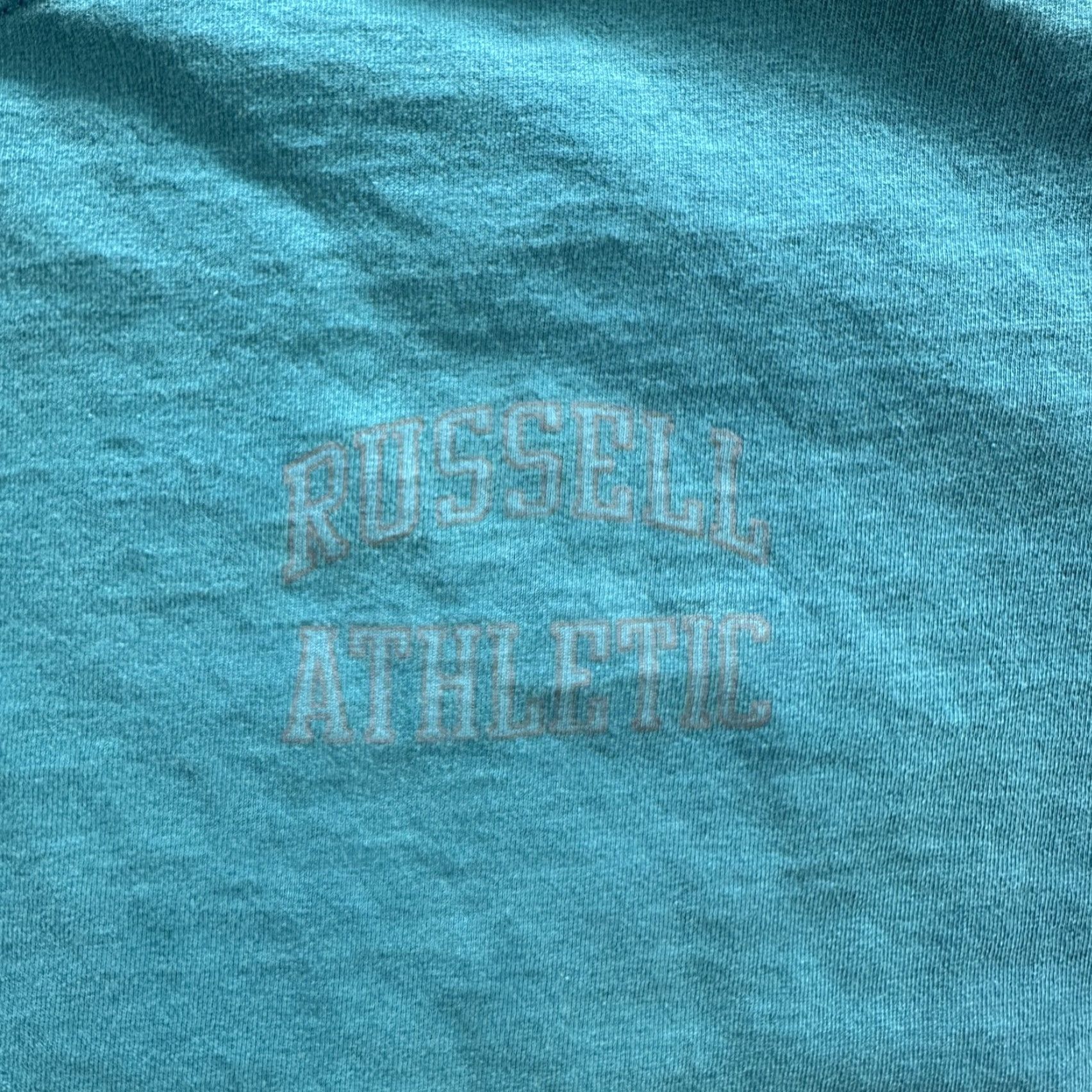 Russell Athletic VINTAGE Russell Athletic Shirt Mens 2XL Teal Made USA Crewneck T-Shirt Stain 90s Size US XXL / EU 58 / 5 - 7 Thumbnail
