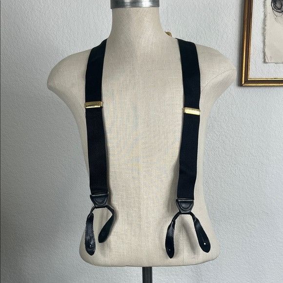 VTG West Germany Cocktail Black Men's Leather Trim Suspender