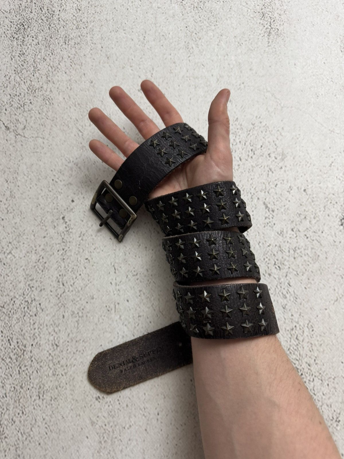 LEATHER STUD BRACELET FADED ARMY