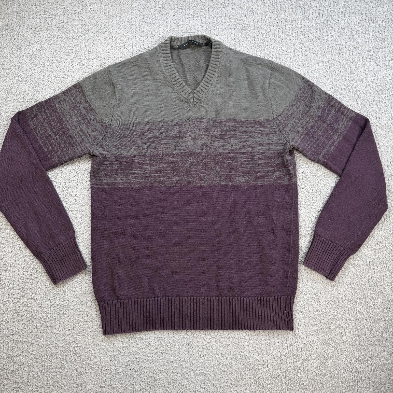 Sean John Sean John Gray Plum Colorblock V-Neck Knit Sweater Mens M Size US M / EU 48-50 / 2 - 1 Thumbnail