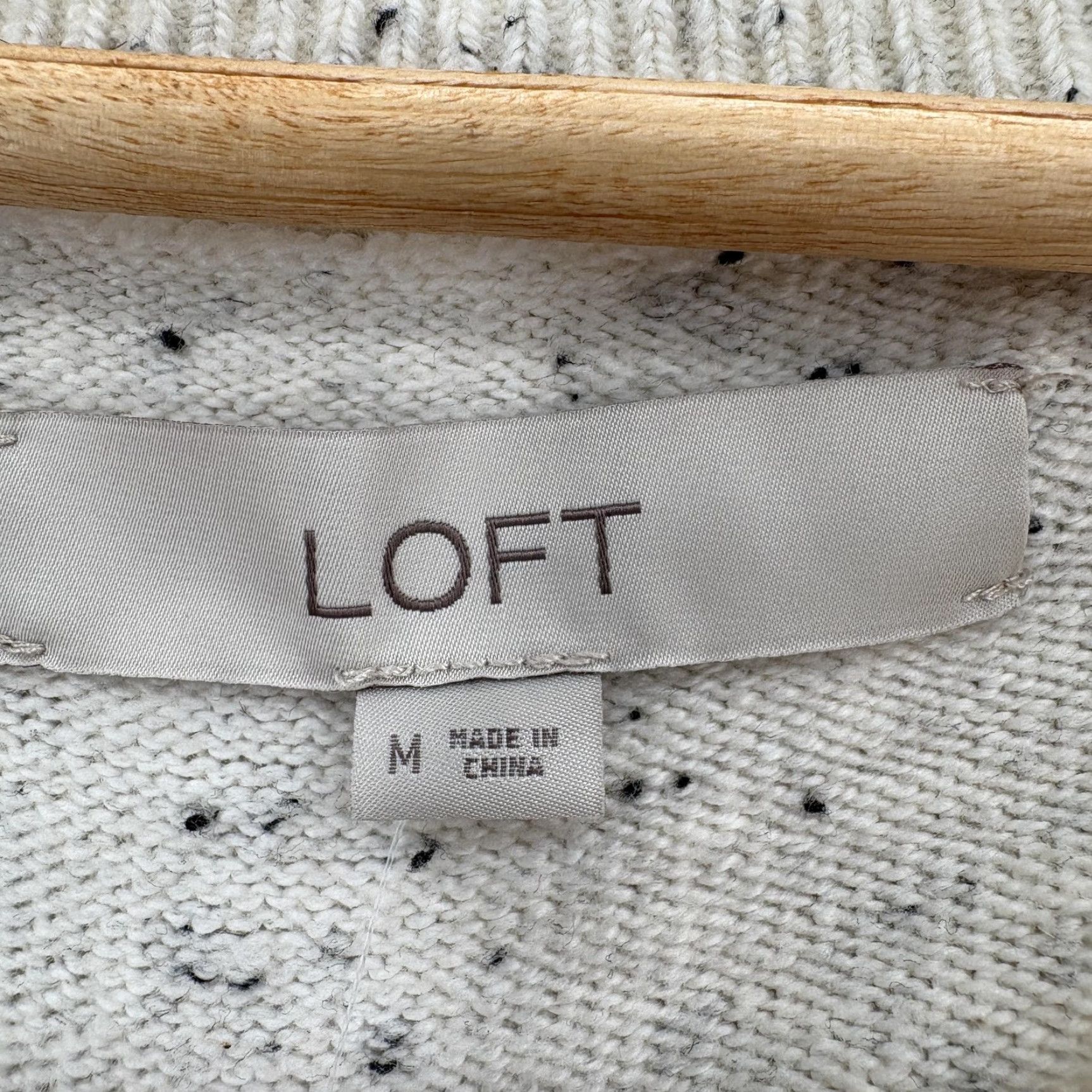 Loft LOFT Womens Sweater Crew Neck White Speckled Long Sleeve Knit Pullover Medium Size M / US 6-8 / IT 42-44 - 4 Thumbnail