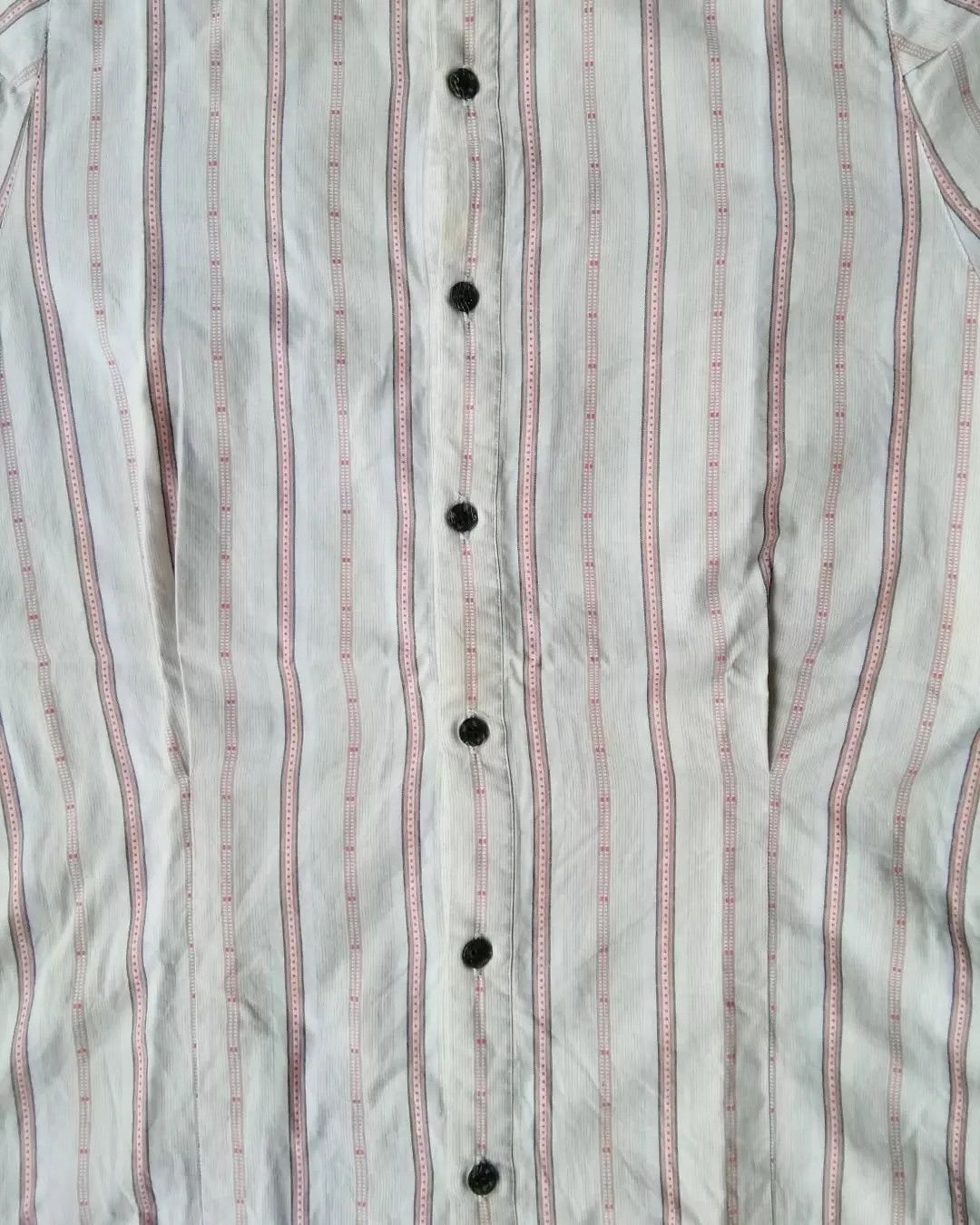 Kansai Yamamoto Archive 1980s KANSAI YAMAMOTO Puffed Sleeve Striped Blouse Size L / US 10 / IT 46 - 2 Thumbnail