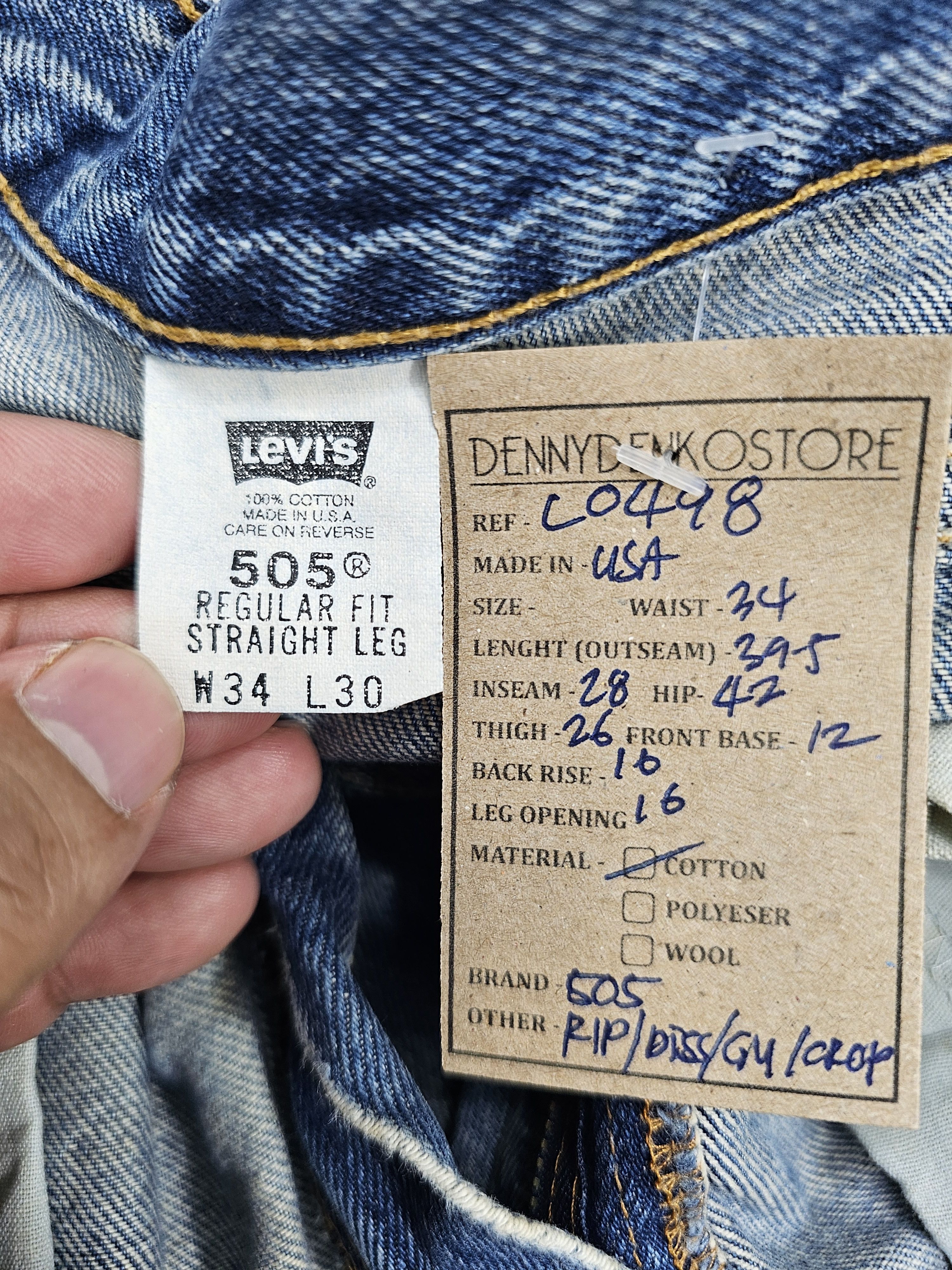 Levi's Vintage Clothing Vtg 90'S LEVIS 505 Distressed Faded Blue Cropped Jeans L0498 Size US 34 / EU 50 - 18 Thumbnail