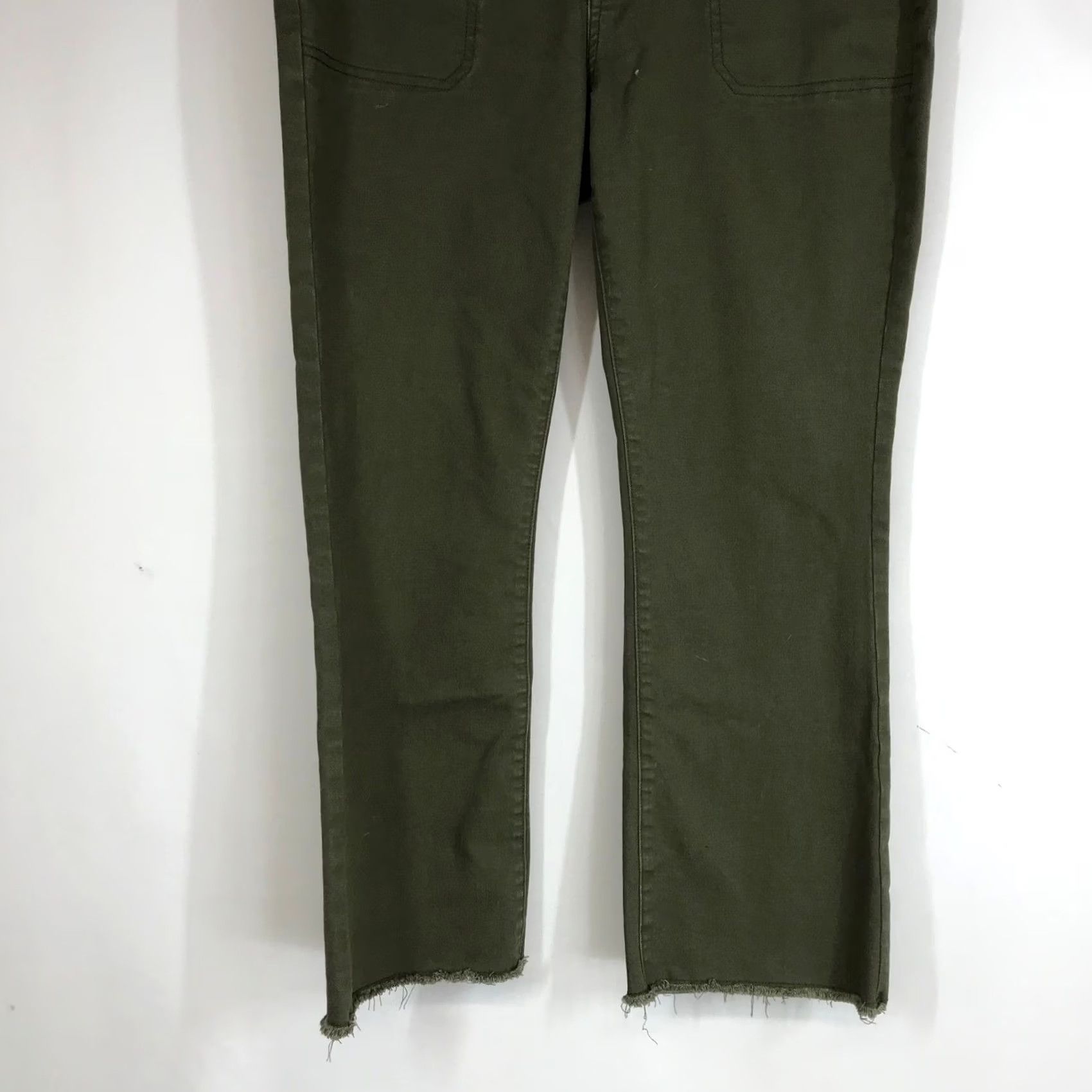 Frye FRYE AND CO. Women's Olive Green Utility Jeans Button Fly Cropped Flare 12 Mens? Size 34" / US 12 / IT 48 - 3 Thumbnail
