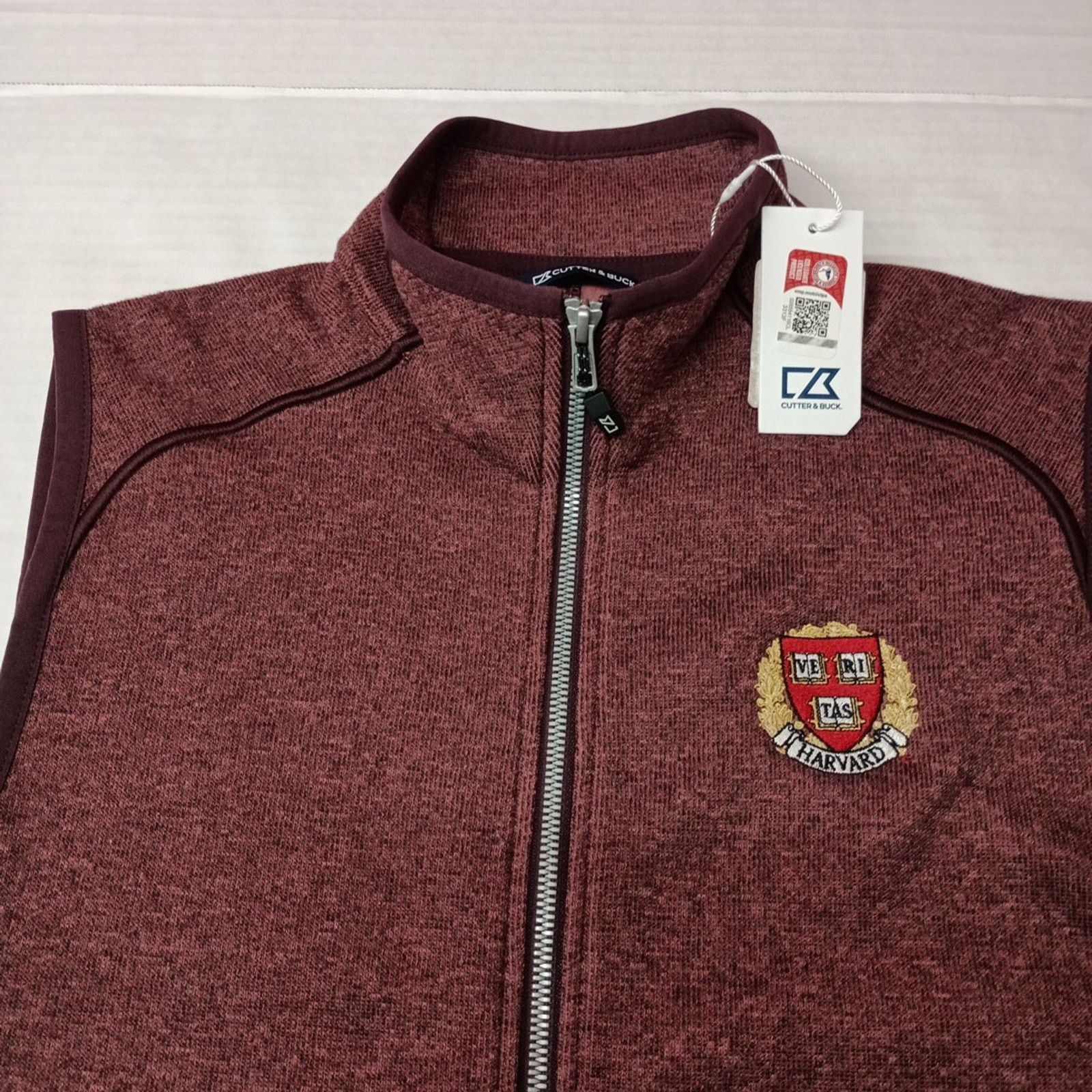Cutter & Buck Cutter & Buck Harvard Crimson Vest Jacket Mens S Maroon Knit Size US S / EU 44-46 / 1 - 3 Thumbnail