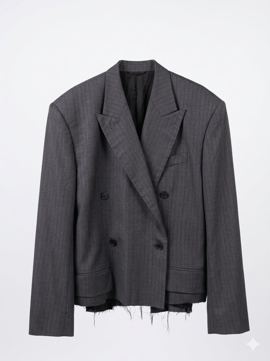 Balenciaga Balenciaga Oversized Distressed Pinstriped Wool Blazer Size 50S - 1 Thumbnail