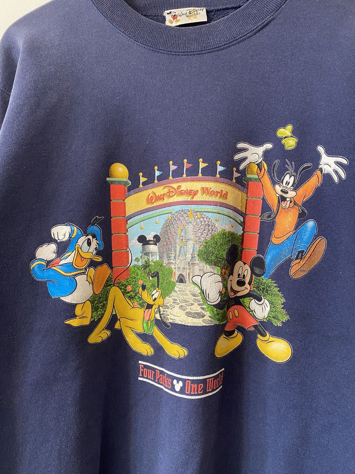 Disney × Vintage Vintage 90s Disney World four parka Crewneck Sweatshirt Size US M / EU 48-50 / 2 - 2 Thumbnail