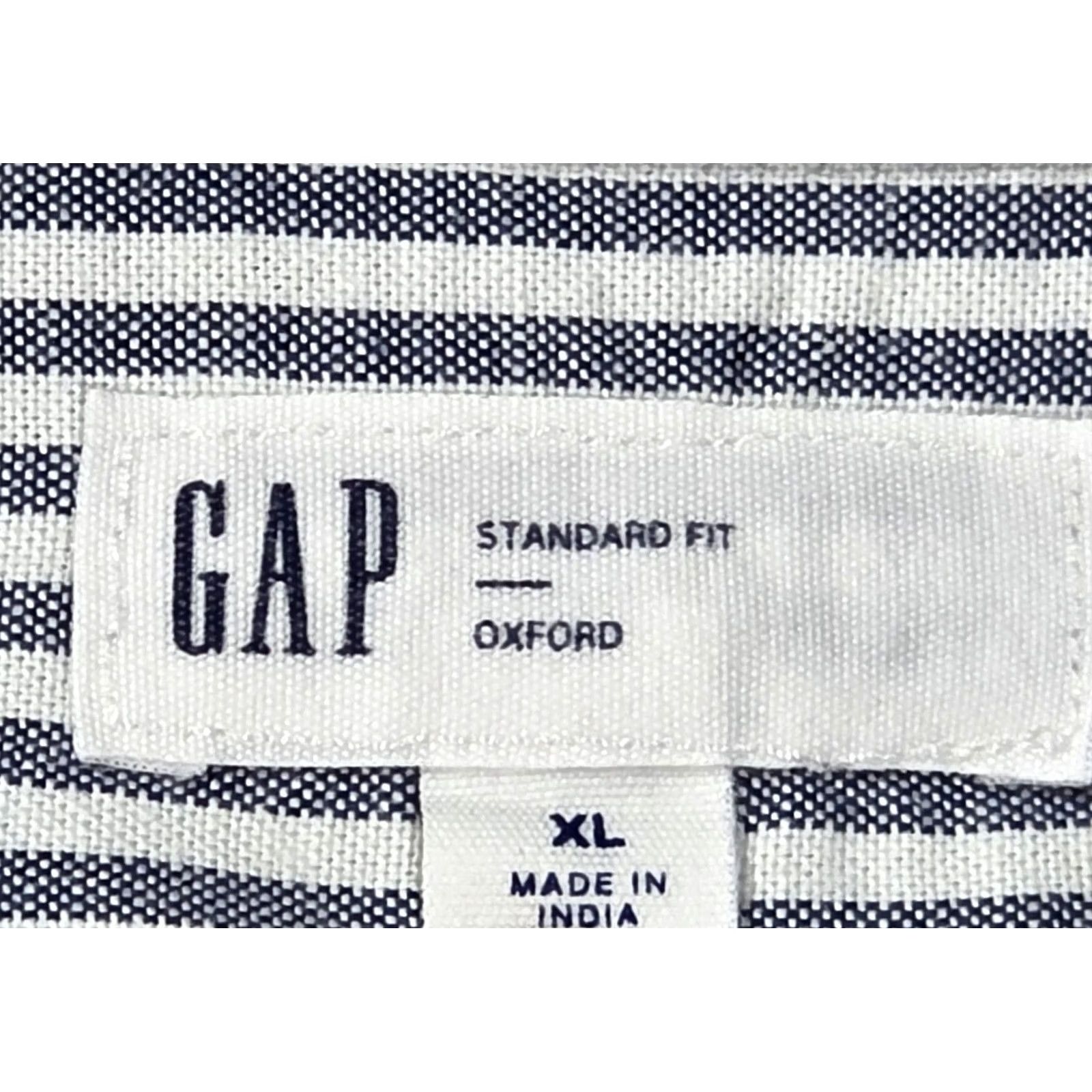 Gap Gap Oxford Button-Up Shirt Long Sleeve Gray White Stripe Mens XL Size US XL / EU 56 / 4 - 7 Thumbnail