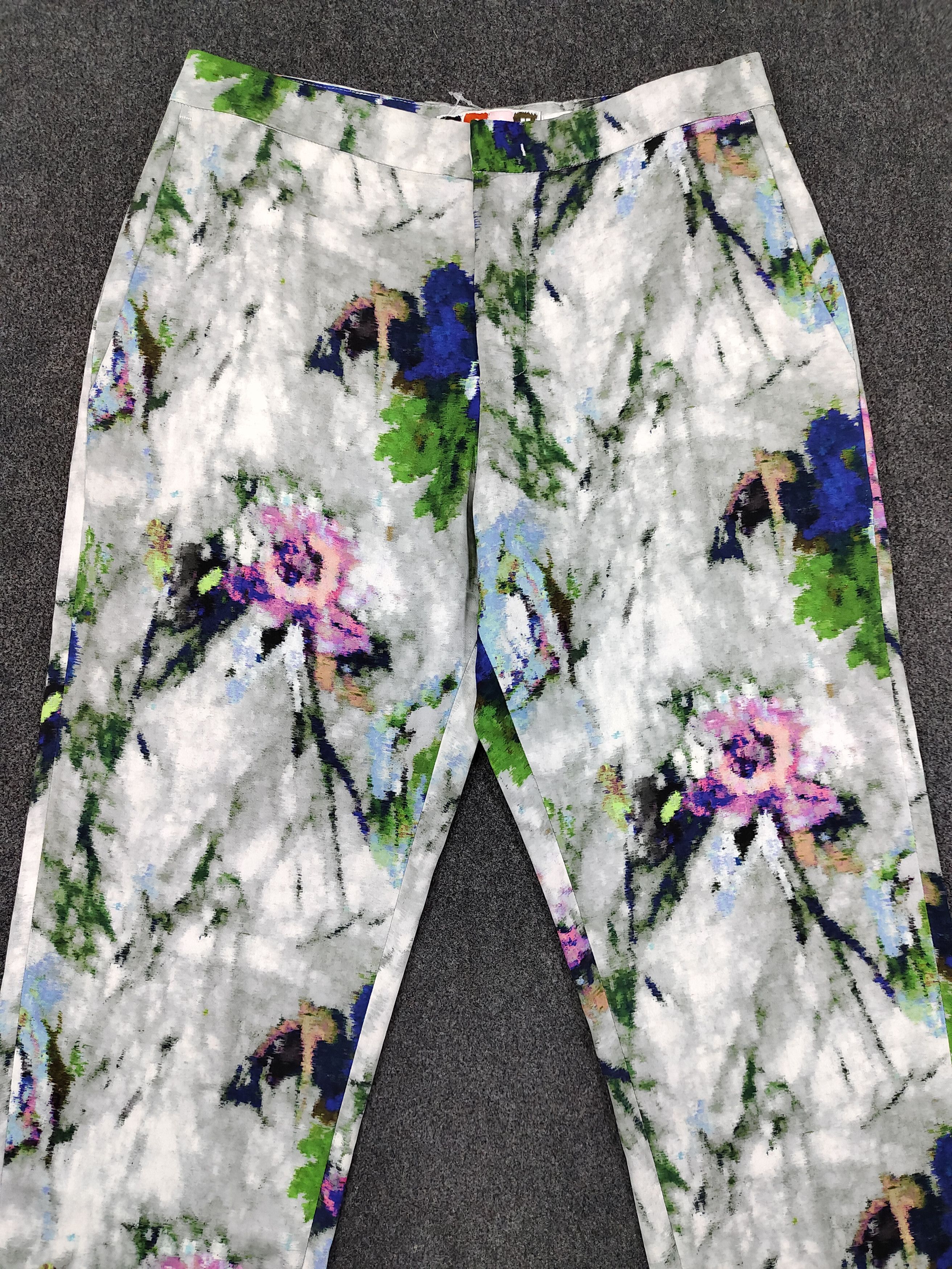 MSGM MSGM 🇮🇹 Flowers Art Viscose Cropped Trousers Size 28" / US 6 / IT 42 - 2 Thumbnail