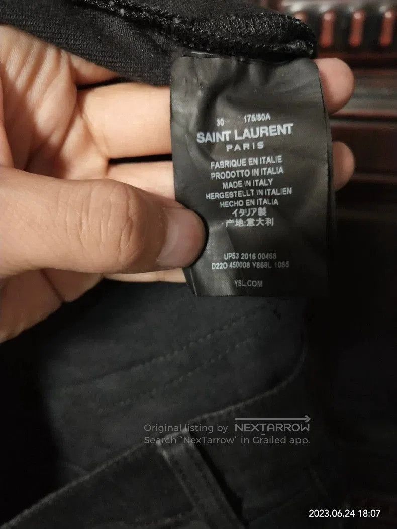 Yves Saint Laurent SLP Distressed Black Denim Jeans. Size US 30 / EU 46 - 5 Thumbnail