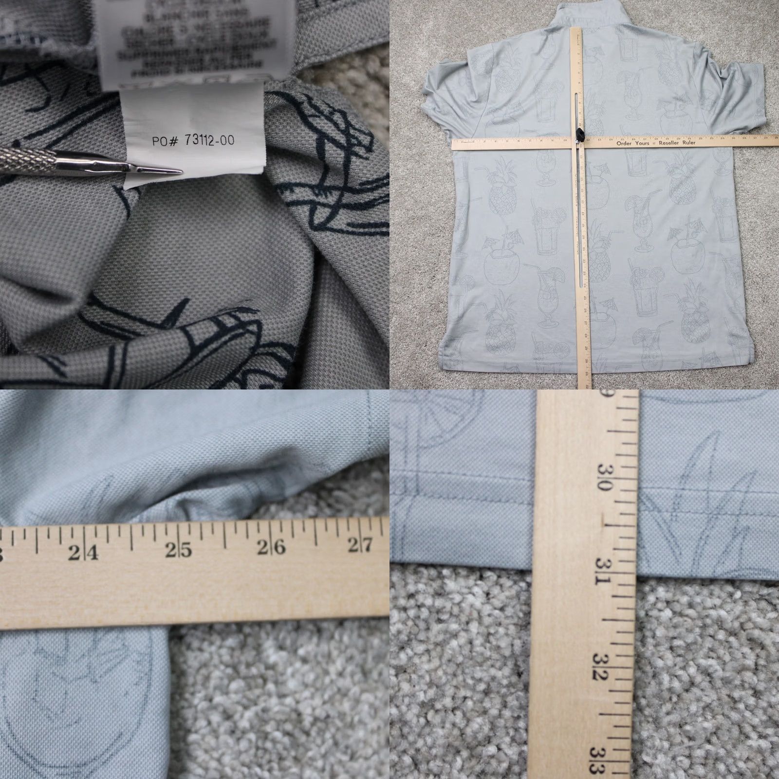 TravisMathew Travis Mathew Polo Shirt Men 2XL Gray Short Sleeve Graphic Print Pineapple Drink Golf S/S Polo Shirt Gr ay 2XL XXL Mens Gear Size US XXL / EU 58 / 5 - 9 Thumbnail
