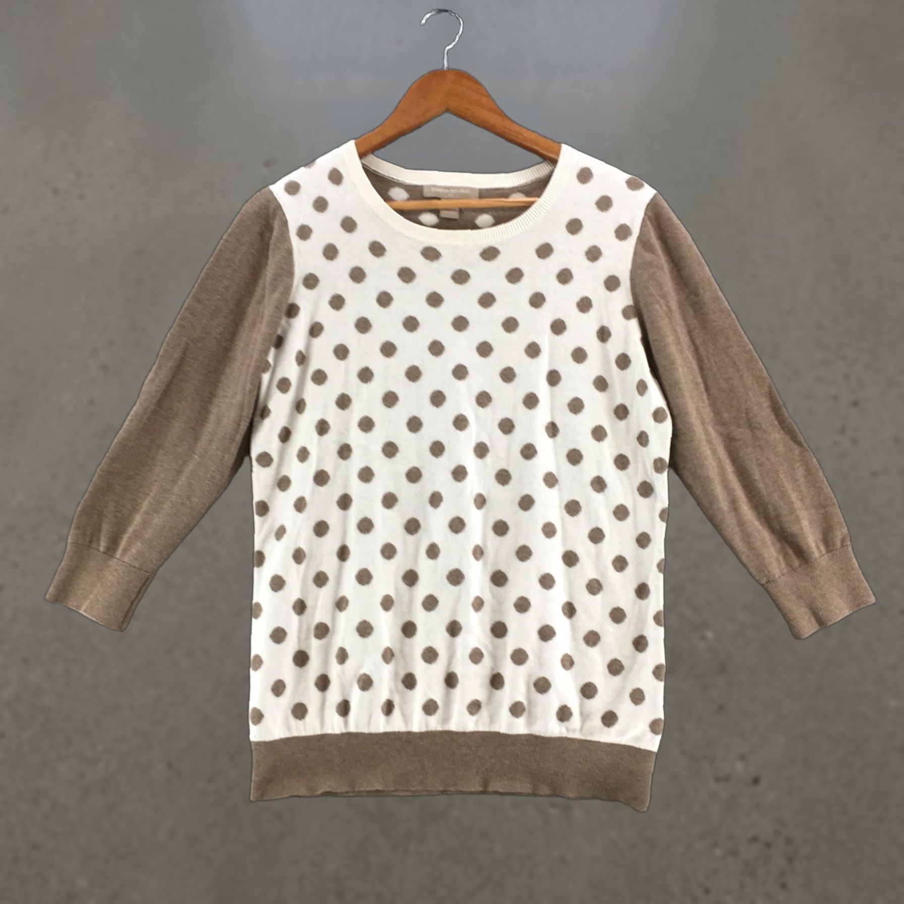 Banana Republic Banana Republic Polka Dot Pullover Sweater Womens L Cotton Blend Beige White Top Size L / US 10 / IT 46 - 1 Thumbnail