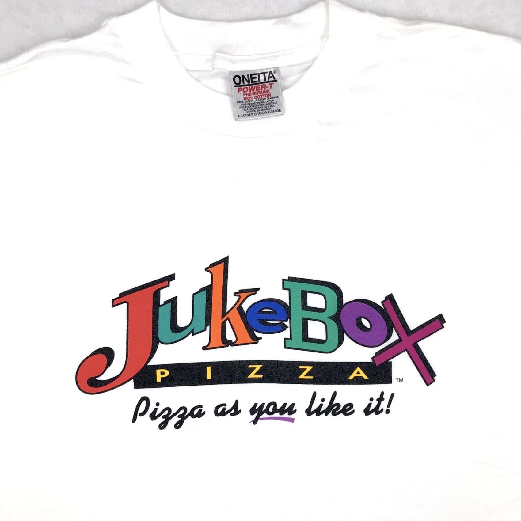 Vintage VINTAGE JUKEBOX PIZZA T-Shirt XL White 80s 90s Mens Oneita NOS Deadstock Jukebox Pizza Waterford Ohio Shirt Size US XL / EU 56 / 4 - 6 Thumbnail