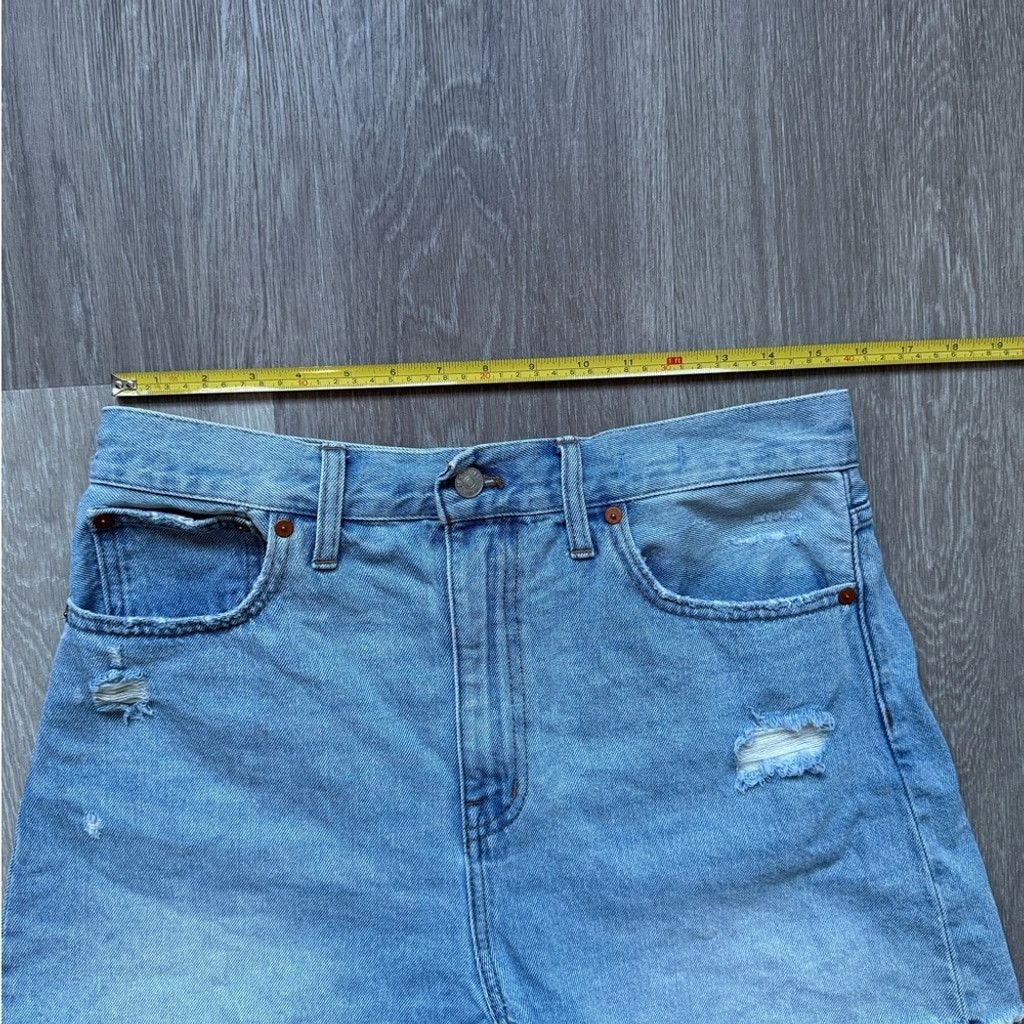 Madewell Madewell Blue Mom Jean Shorts High-Waisted Frayed Size 29" - 7 Thumbnail