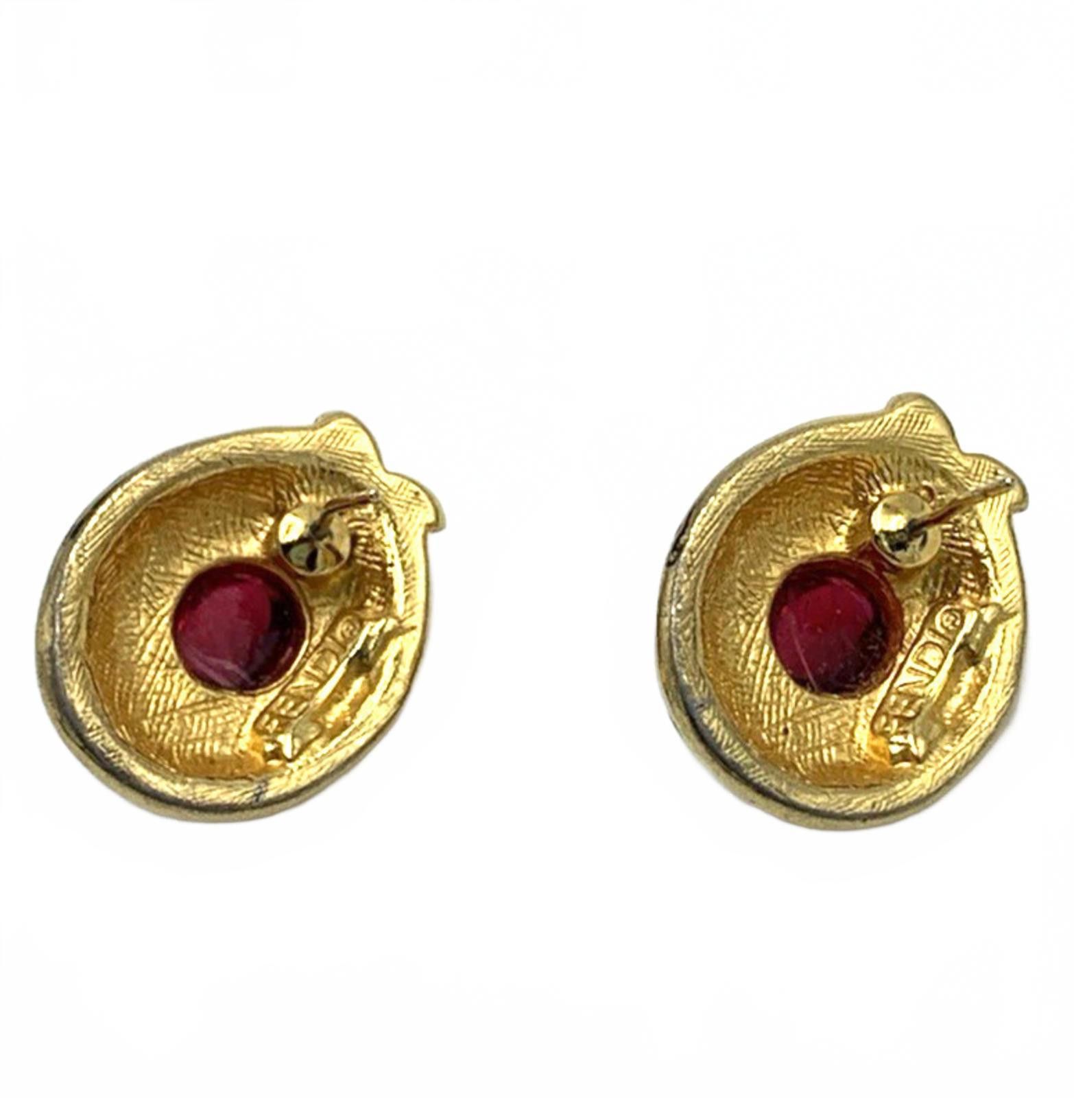 Fendi Fendi Gold Plate Red Gripoix "Artichoke" Glass Earrings Size ONE SIZE - 4 Thumbnail