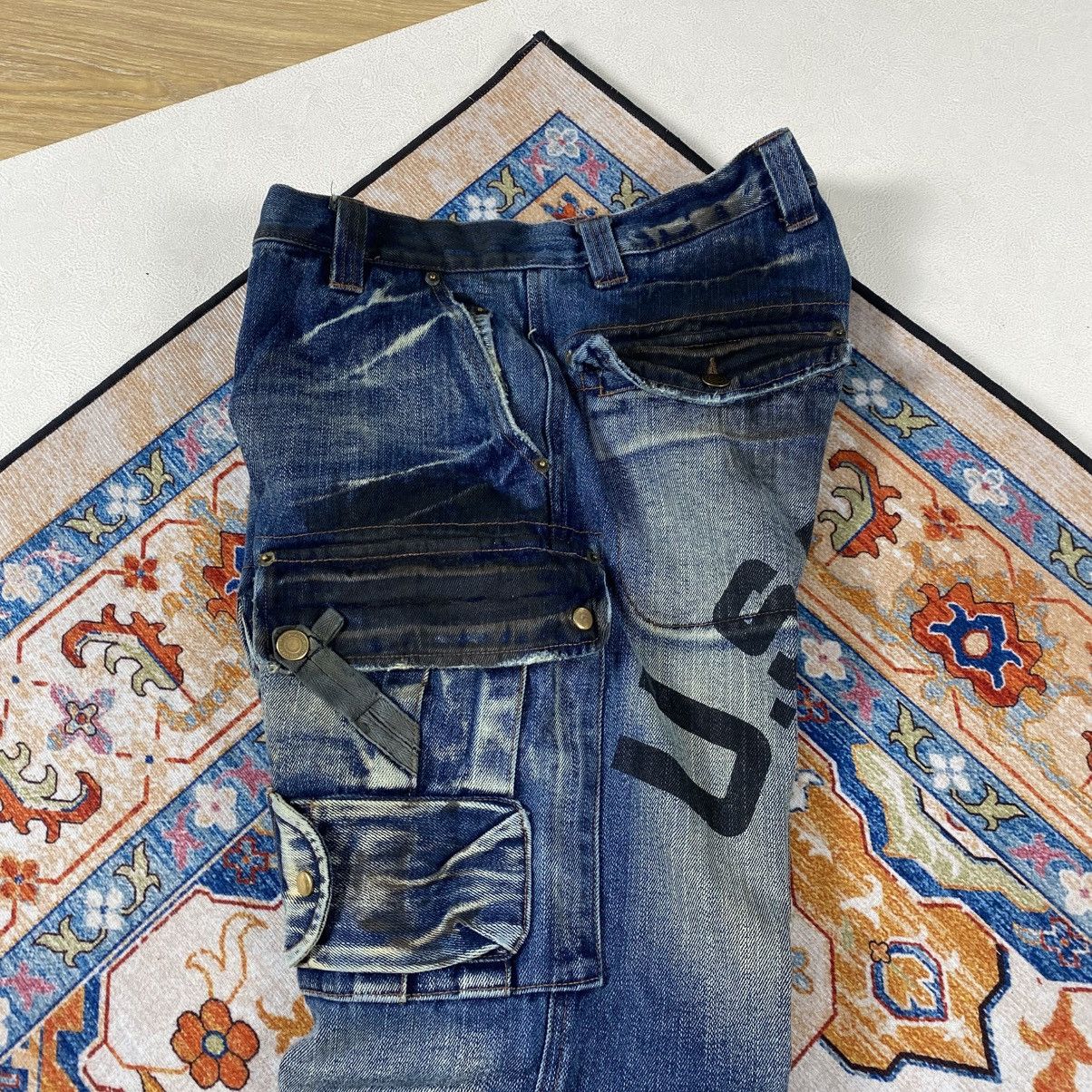 Japanese Brand Vtg Us Boarder Distressed Cargo Jeans Pants Size US 33 - 9 Thumbnail