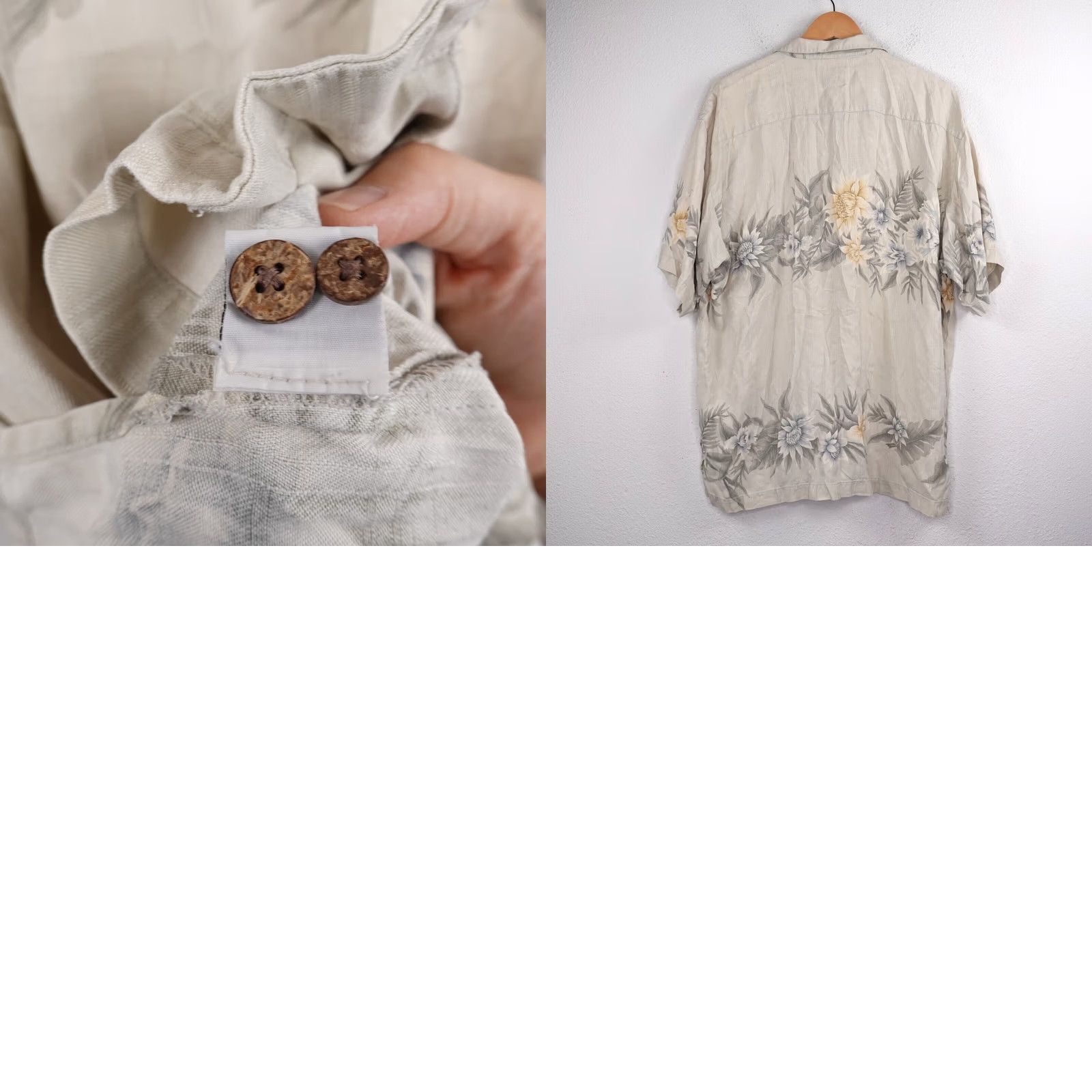 Tommy Bahama Tommy Bahama Mens Silk Beige Shirt Floral Hawaiian Button-Up Short Sleeve Size US L / EU 52-54 / 3 - 8 Thumbnail