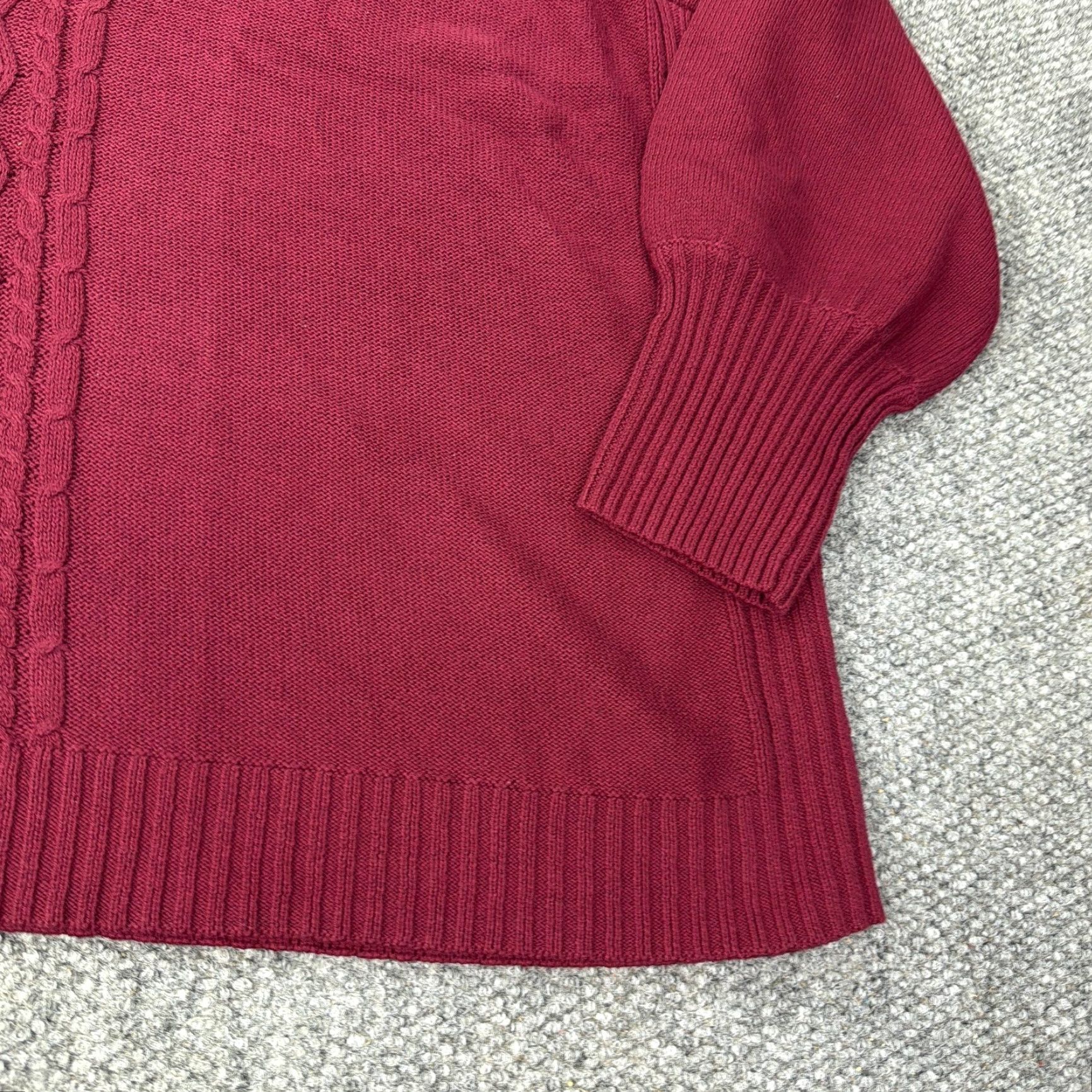 Vintage Estate Isaac Mizrahi Live Sweater Womens 5X Red Mock Neck 1/4 Zip Cable Knit Pullover Knitwear Size XXL / US 16-18 / IT 52-54 - 3 Thumbnail