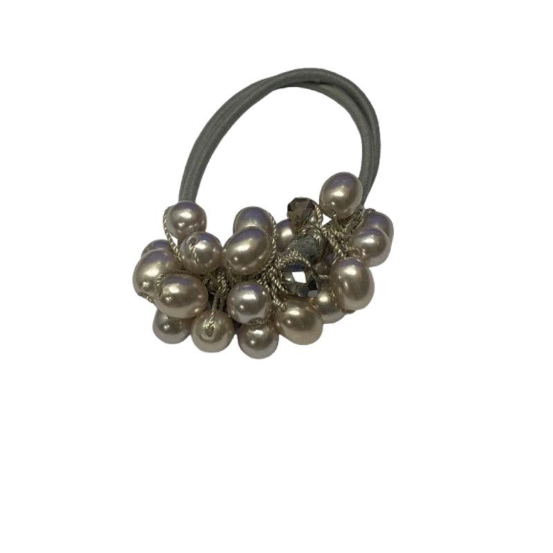 non Pearl Beaded Hair Tie Elastic Scrunchie Crystal Cluster Size ONE SIZE - 1 Thumbnail