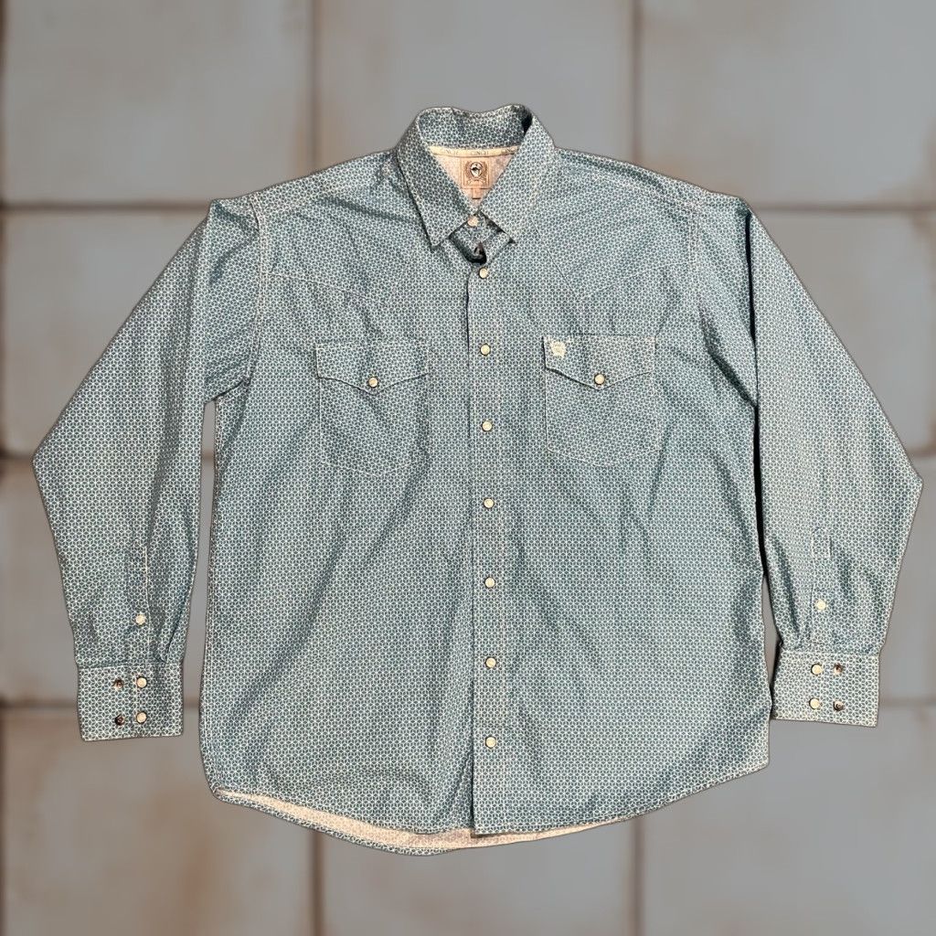 Vintage Cinch Shirt Geometric Blue Western Long Sleeve Mens S Snap Front Button-Up Embroidered Pockets Size US S / EU 44-46 / 1 - 1 Thumbnail