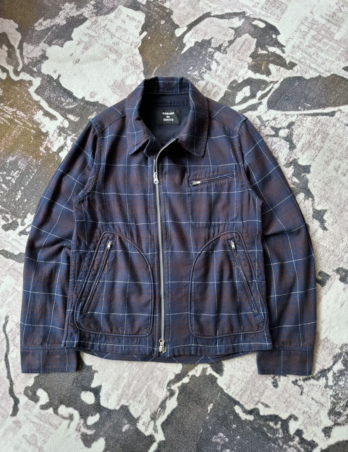 CABANE de ZUCCa 2003 S/S Cabane de Zucca shadow plaid zipper jacket Size US M / EU 48-50 / 2 - 1 Thumbnail