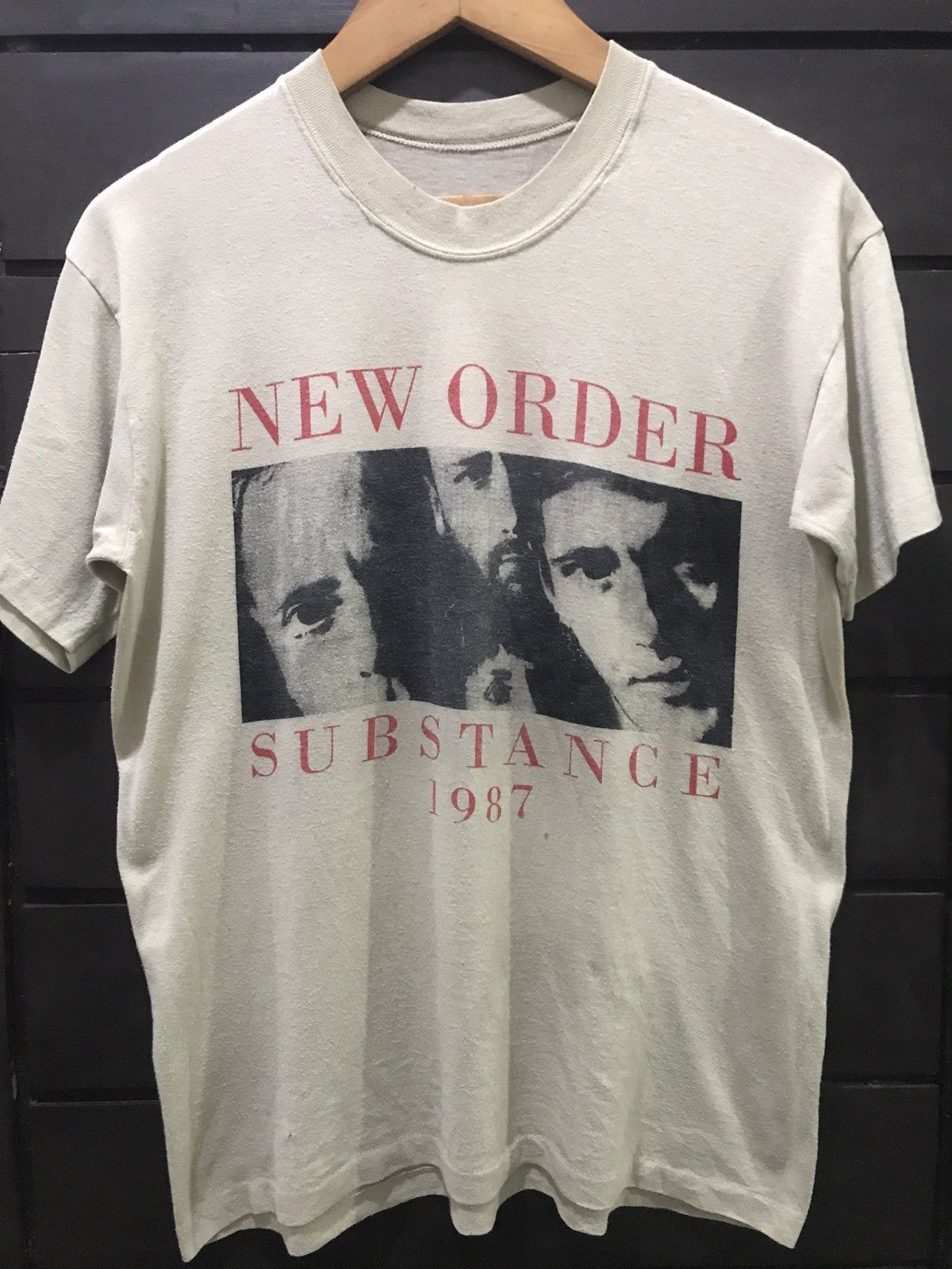 image of Archival Clothing x Band Tees Vintage Late 80's New Order Substance Single Stitch T Shirts in Cream