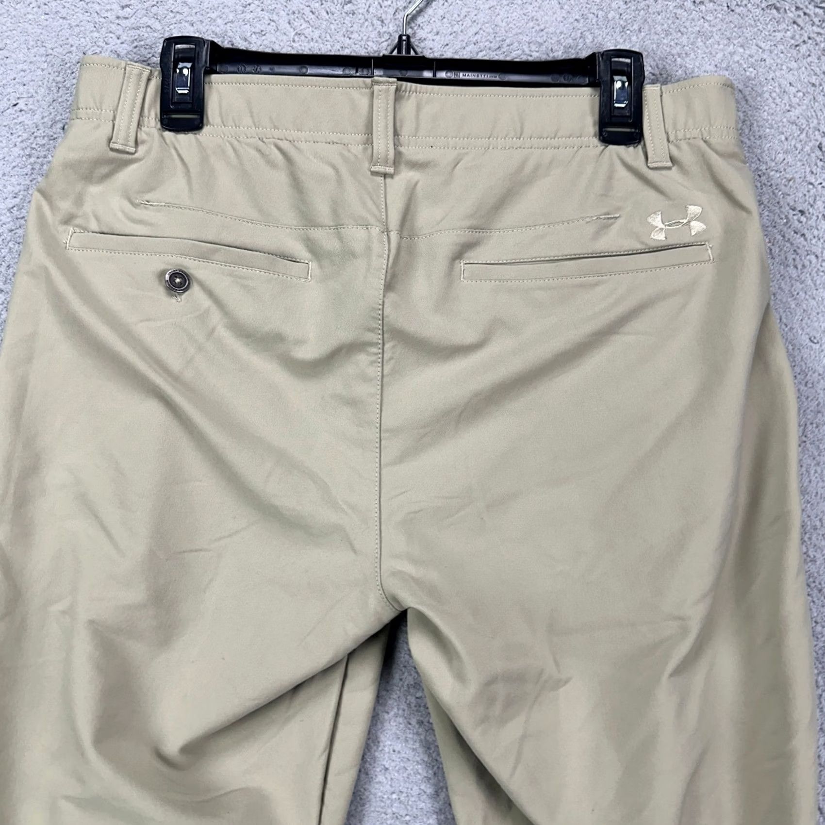 Under Armour Under Armour Hiking Pants Mens 34X32 Nylon Blend Stretch Flat Front Logo Brown Beige Outdoors Regular Fit Trousers Size US 34 / EU 50 - 5 Thumbnail