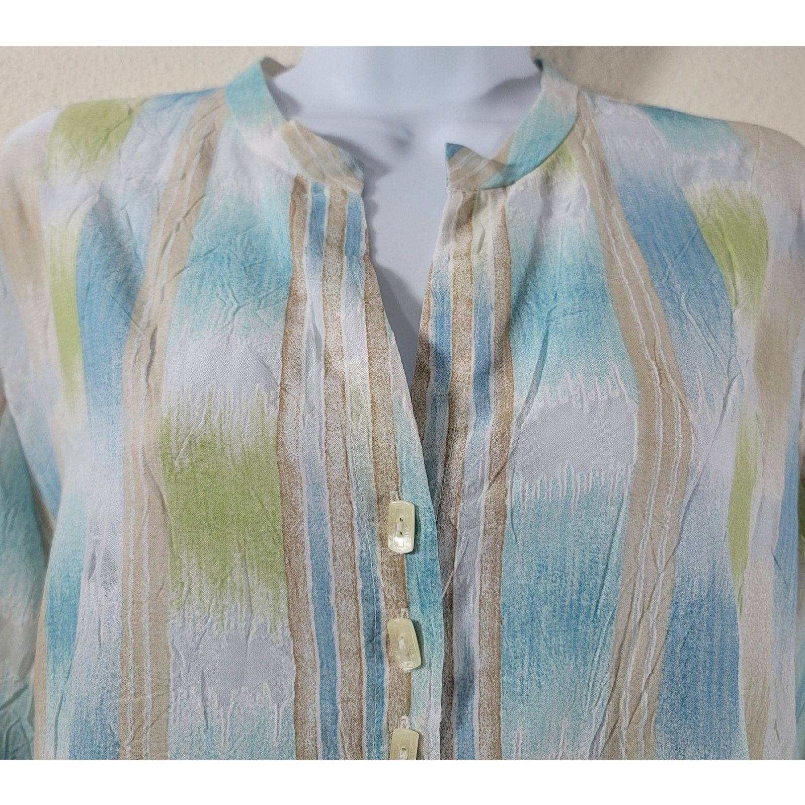 Other J.H. Collectibles Tan Blue Green Burn Out Striped Top XL Size XL / US 12-14 / IT 48-50 - 5 Thumbnail
