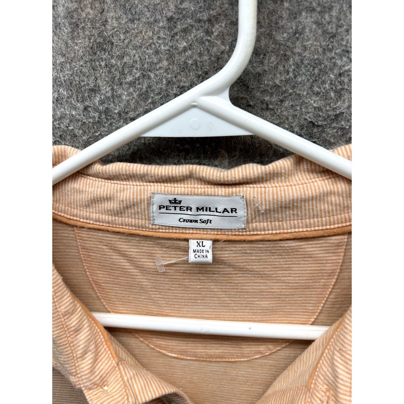 Peter Millar Peter Millar Crown Sport Polo Shirt Mens XL Orange Striped Short Sleeve Size US XL / EU 56 / 4 - 2 Thumbnail