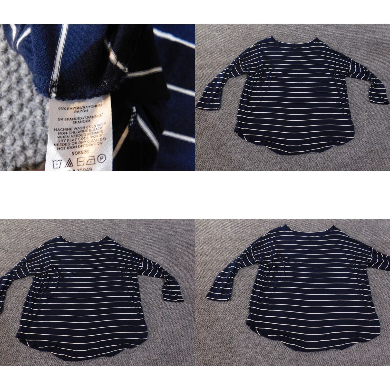 Ann Taylor Ann Taylor Loft Blouse Shirt Womens M Blue Striped Knit Rayon Pullover Round Neck Casual Stretch Size M / US 6-8 / IT 42-44 - 8 Thumbnail