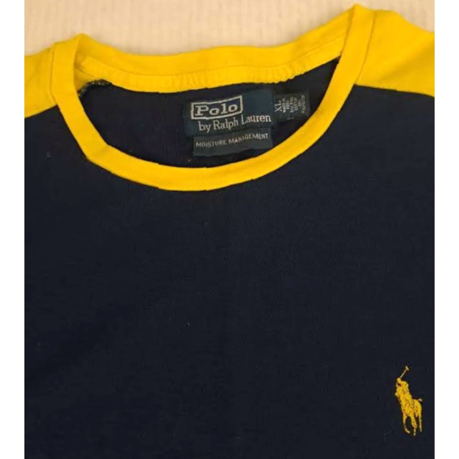 Polo Ralph Lauren VINTAGE Polo Ralph Lauren 90s Navy with Yellow Pony&Trim X-Large Shirt Unisex Adults XL Blue 90s Size US XL / EU 56 / 4 - 3 Thumbnail