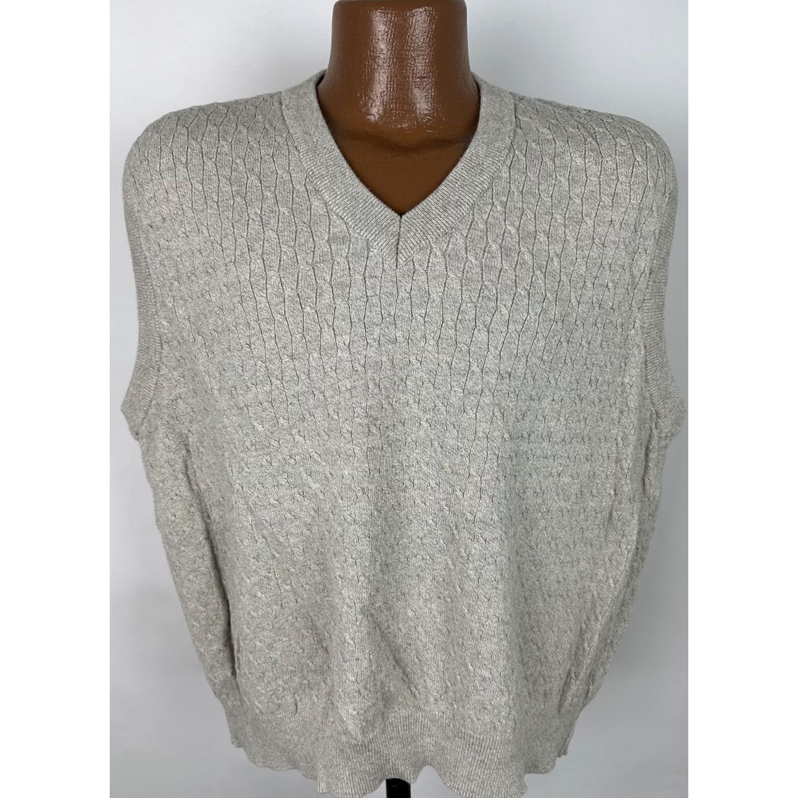 Vintage VINTAGE Grand Slam Sweater Vest Mens XL Beige Cable Knit Cotton Golf Grandpa Dad 90s Size US XL / EU 56 / 4 - 2 Thumbnail