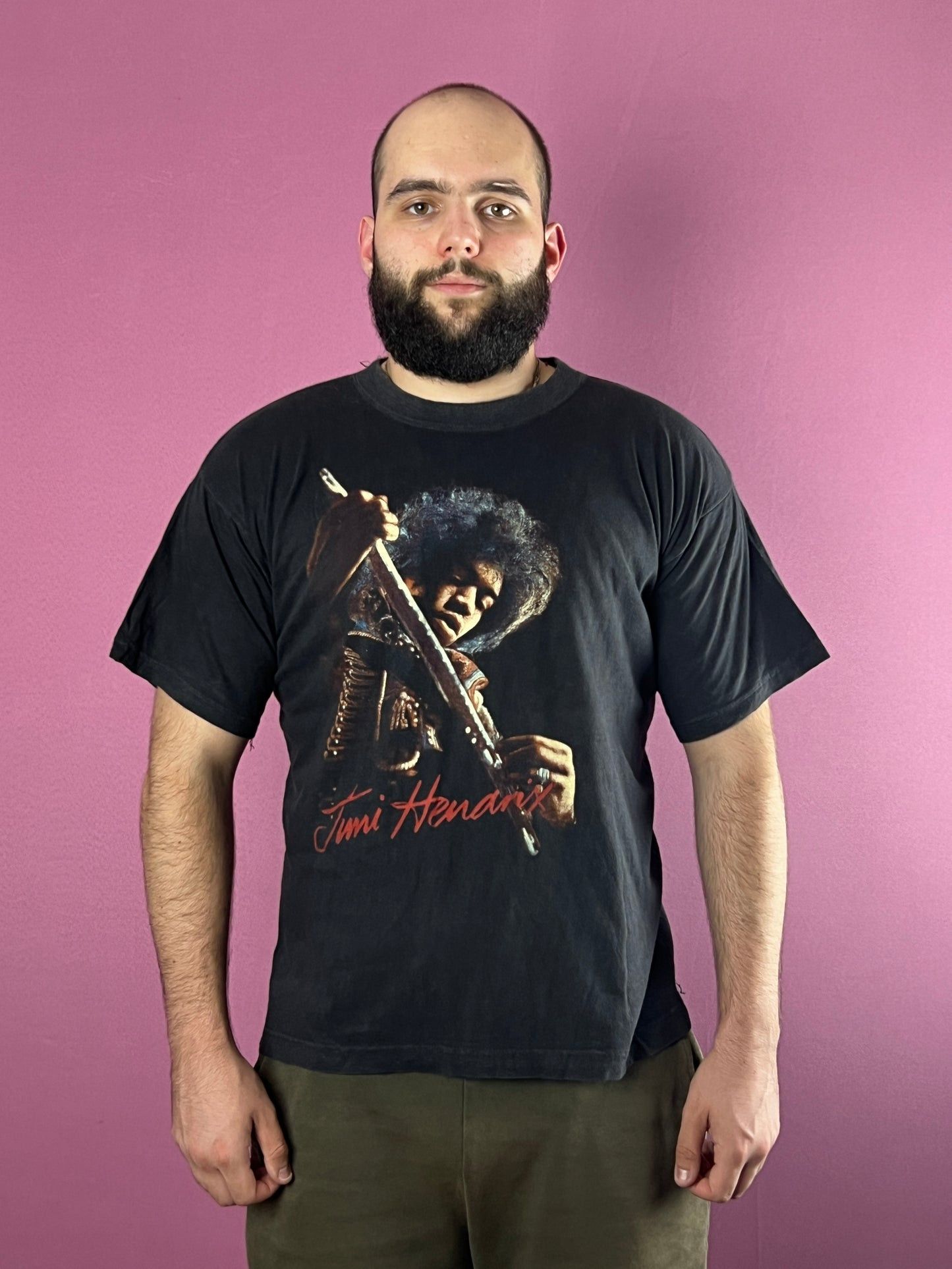 Jimi Hendrix × Vintage 90s Jimi Hendrix Vintage Men's Rock & Roll Graphic T-Shirt Size US XL / EU 56 / 4 - 2 Thumbnail