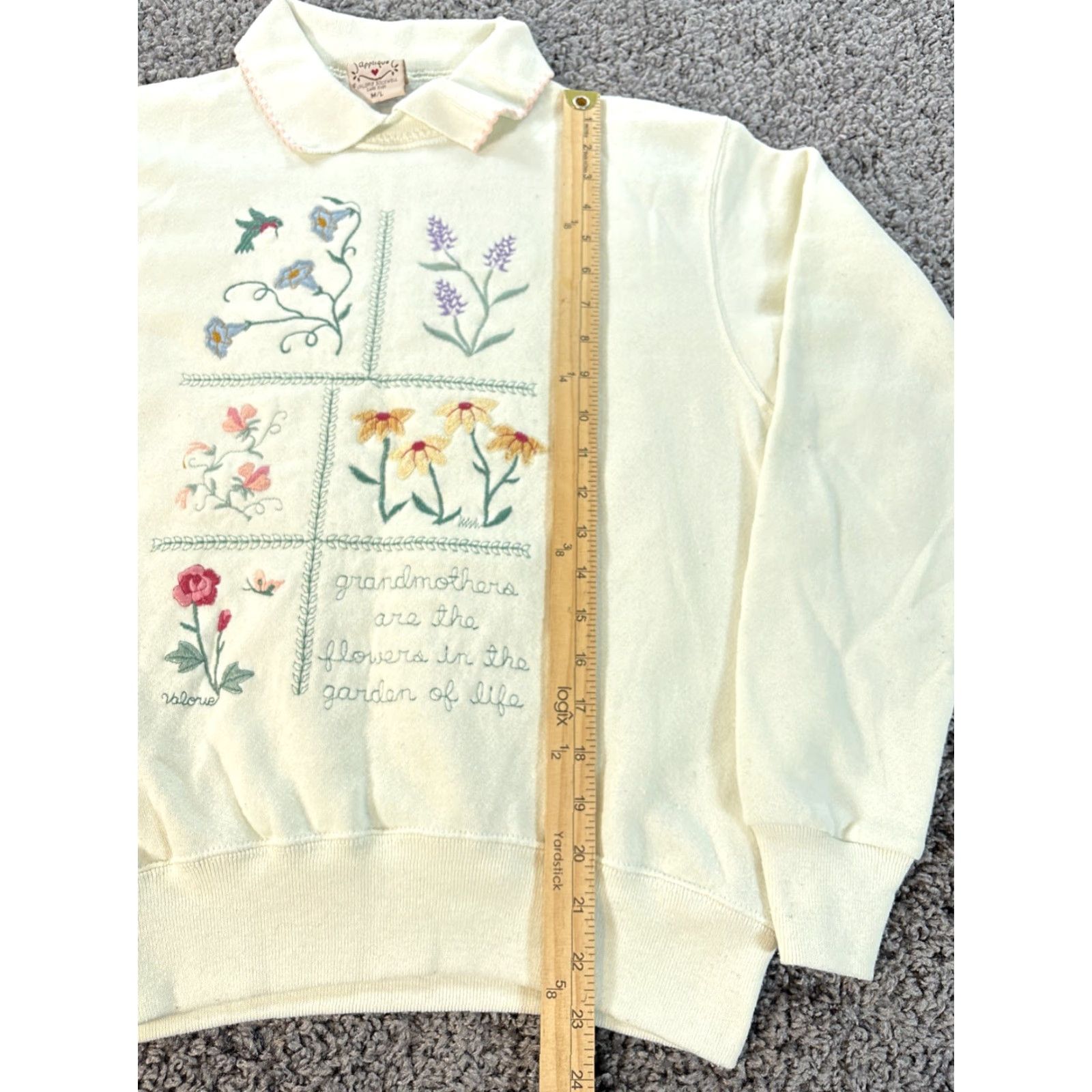 Folk VINTAGE Tribal Sweatshirt Womens Medium Floral Nature 90s White Pullover Woman M State: Activewear, Regular, Pullover, Floral, Nature Size M / US 6-8 / IT 42-44 - 2 Thumbnail