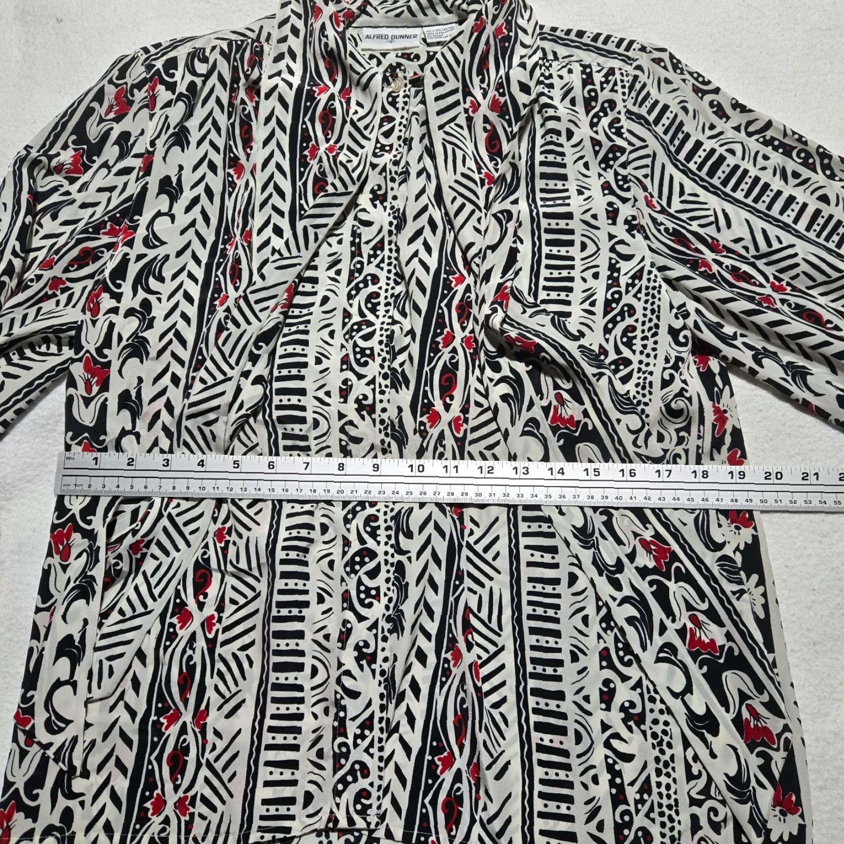 Vintage Alfred Dunner Shirt Button-Up Floral Print Long Sleeve Women’s Size 12 White 100% Cotton Polyester Casual Button-Up Pattern Flower Size XL / US 12-14 / IT 48-50 - 5 Thumbnail