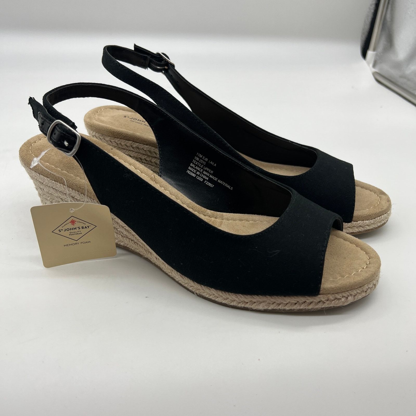 Other St. John's Bay Womens Wedge Sandals Black Color Size 11M Size US 11 / IT 41 - 1 Thumbnail