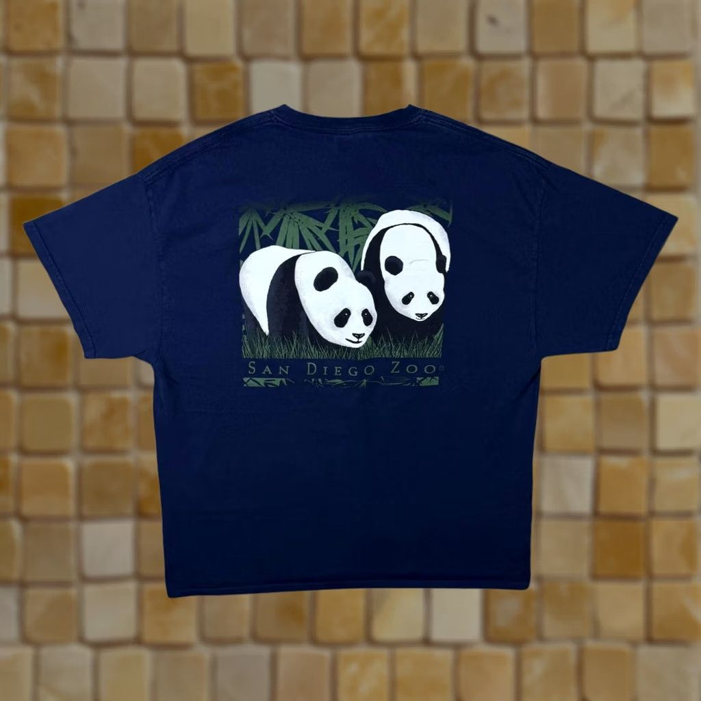 Gildan San Diego Zoo Panda Navy Blue T-Shirt XL Mens Short Sleeve Cotton 100% Gildan Size US XL / EU 56 / 4 - 1 Thumbnail