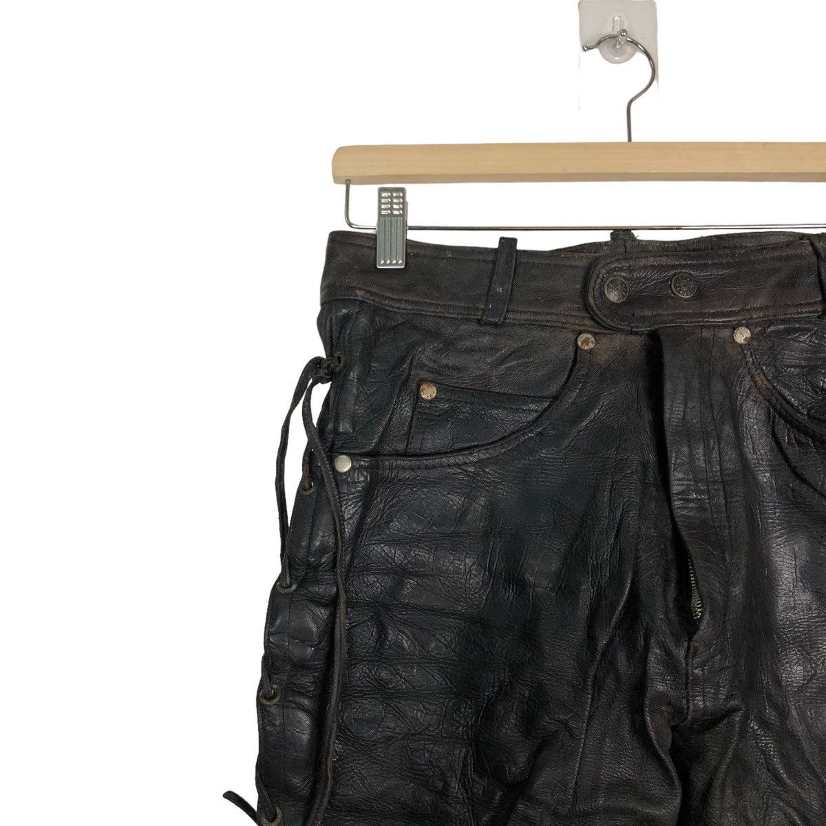 Genuine Leather 🔥Rare Bondage Genuine Leather Pants Issey Miyake Japan Size US 28 / EU 44 - 6 Thumbnail