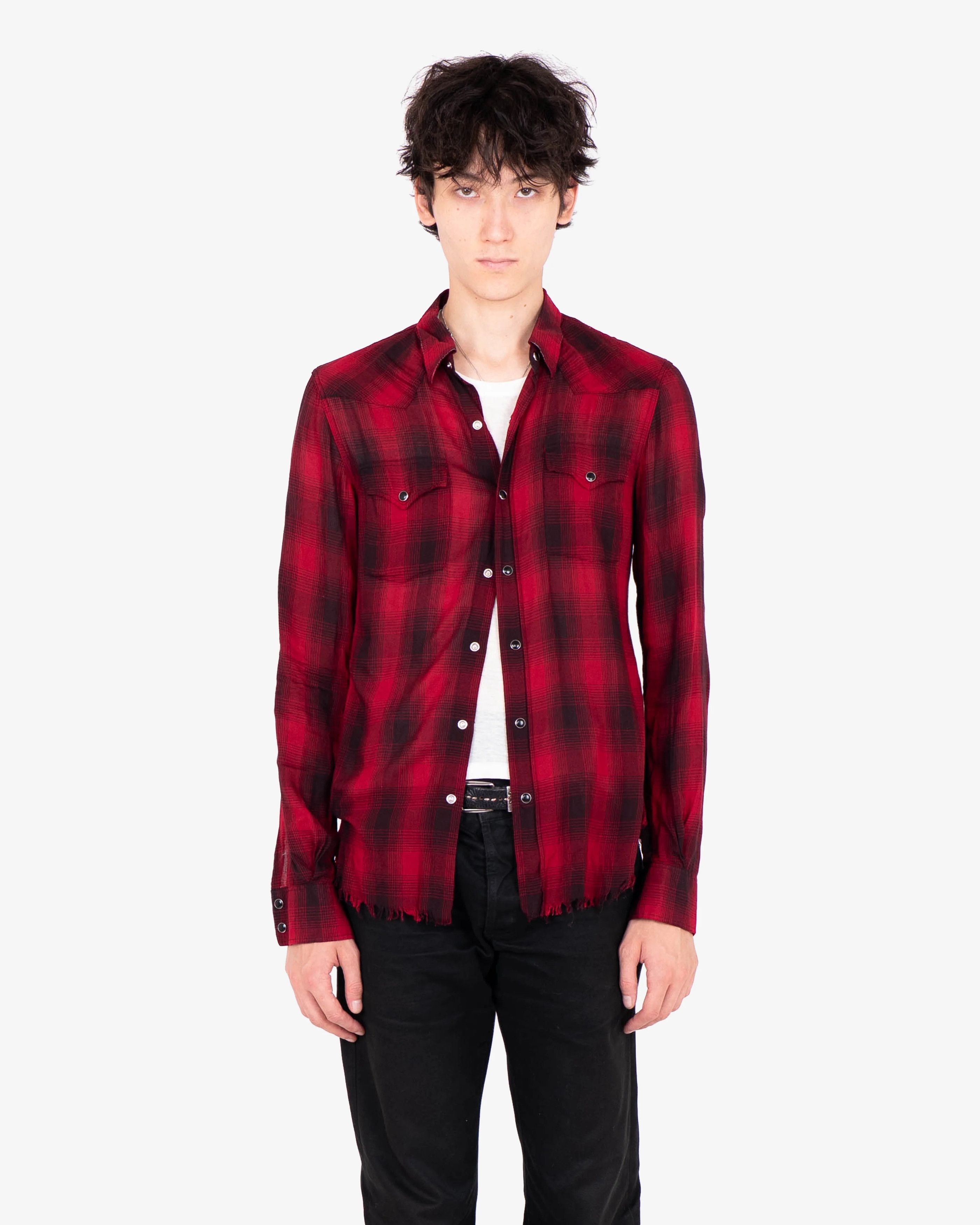 Saint Laurent Paris Red Checkered Flannel Shirt (SS16) Size US S / EU 44-46 / 1 - 6 Thumbnail