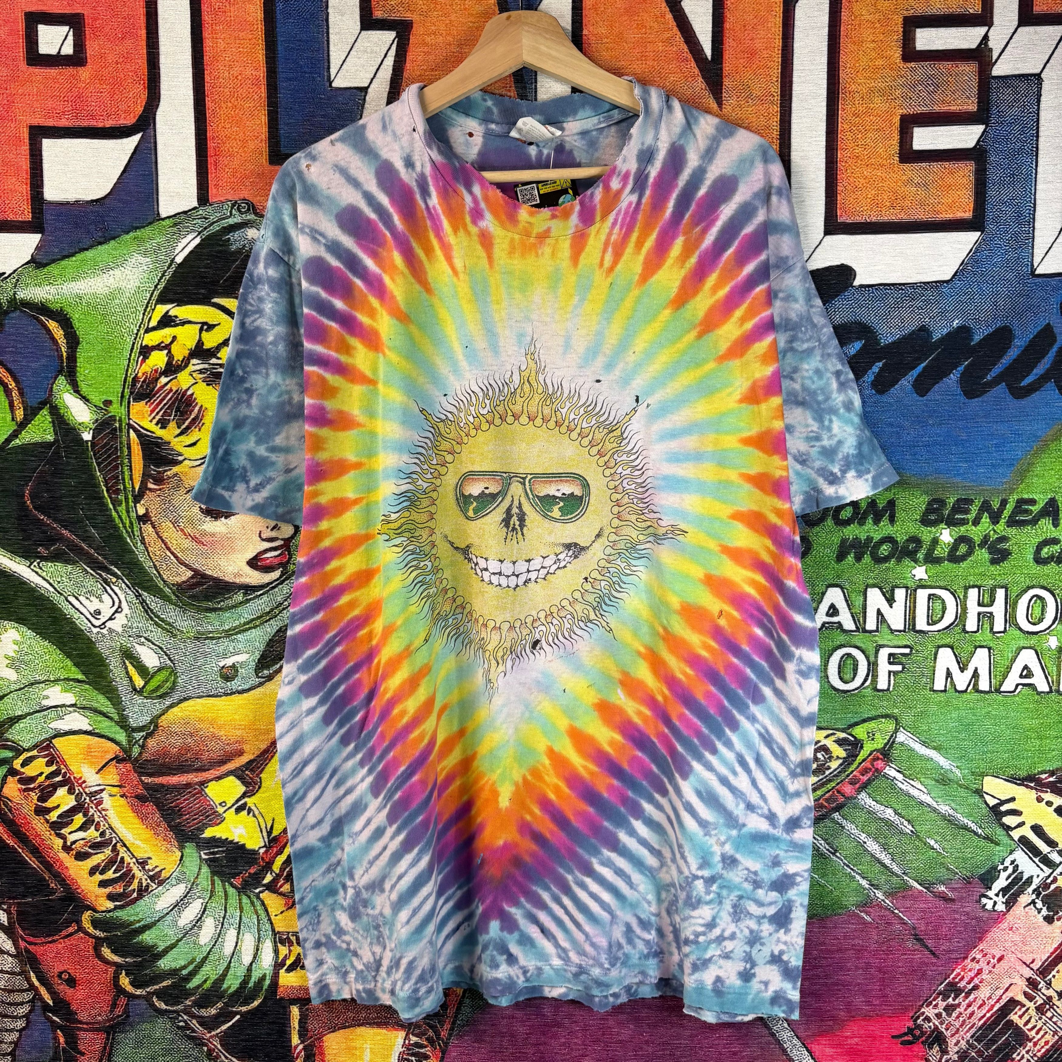 Grateful Dead Vintage 1989 Jerry Jaspar Grateful Dead Sun Tie Dye Tee Size US XL / EU 56 / 4 - 2 Thumbnail