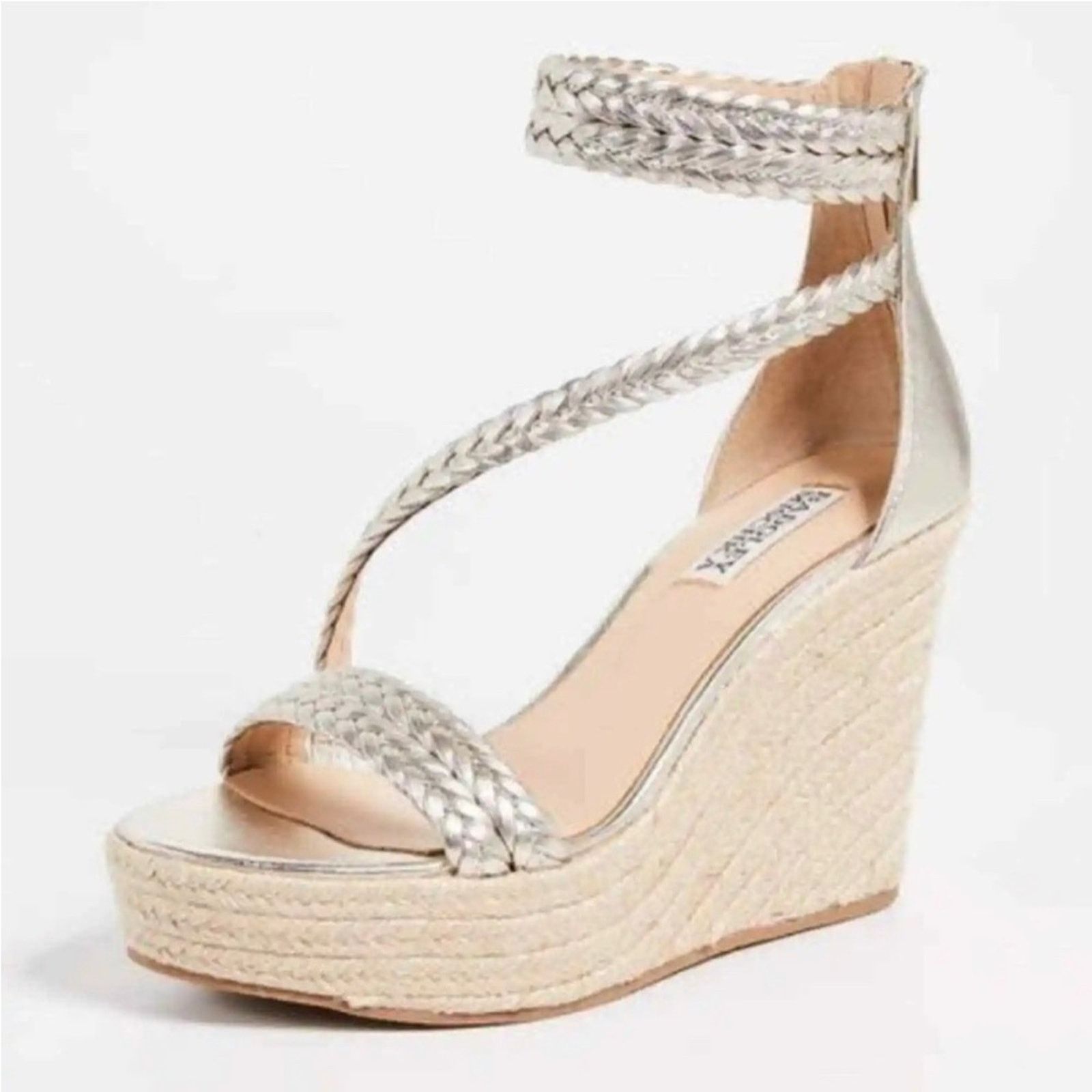 Badgley Mischka Badgley Mischka Espadrilles Size 8.5 Silver Wedge Sandals Size US 8.5 / IT 38.5 - 2 Thumbnail