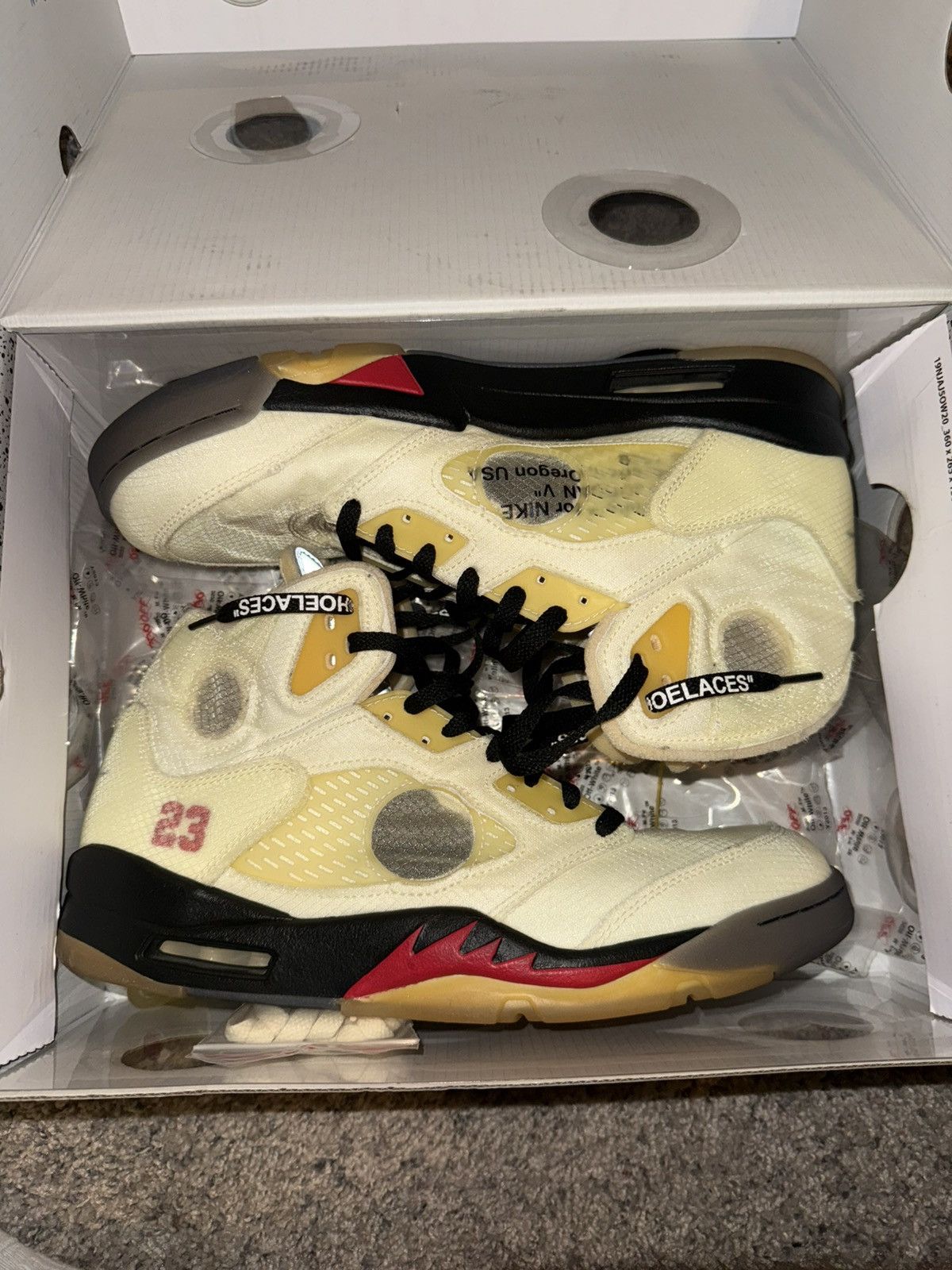 Jordan Brand × Off-White OFF WHITE JORDAN 5 SAIL Size US 12.5 / EU 45-46 - 1 Thumbnail