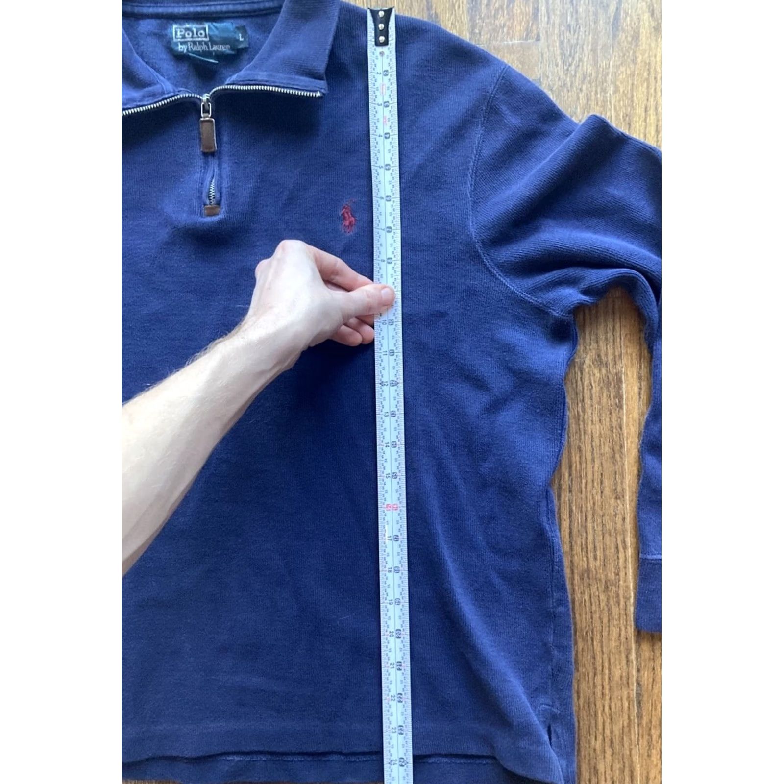Polo Ralph Lauren VINTAGE Polo Ralph Lauren Mens L 1/4 Sweater Knit Pullover Navy Blue Cotton Small Pony Size US L / EU 52-54 / 3 - 7 Thumbnail